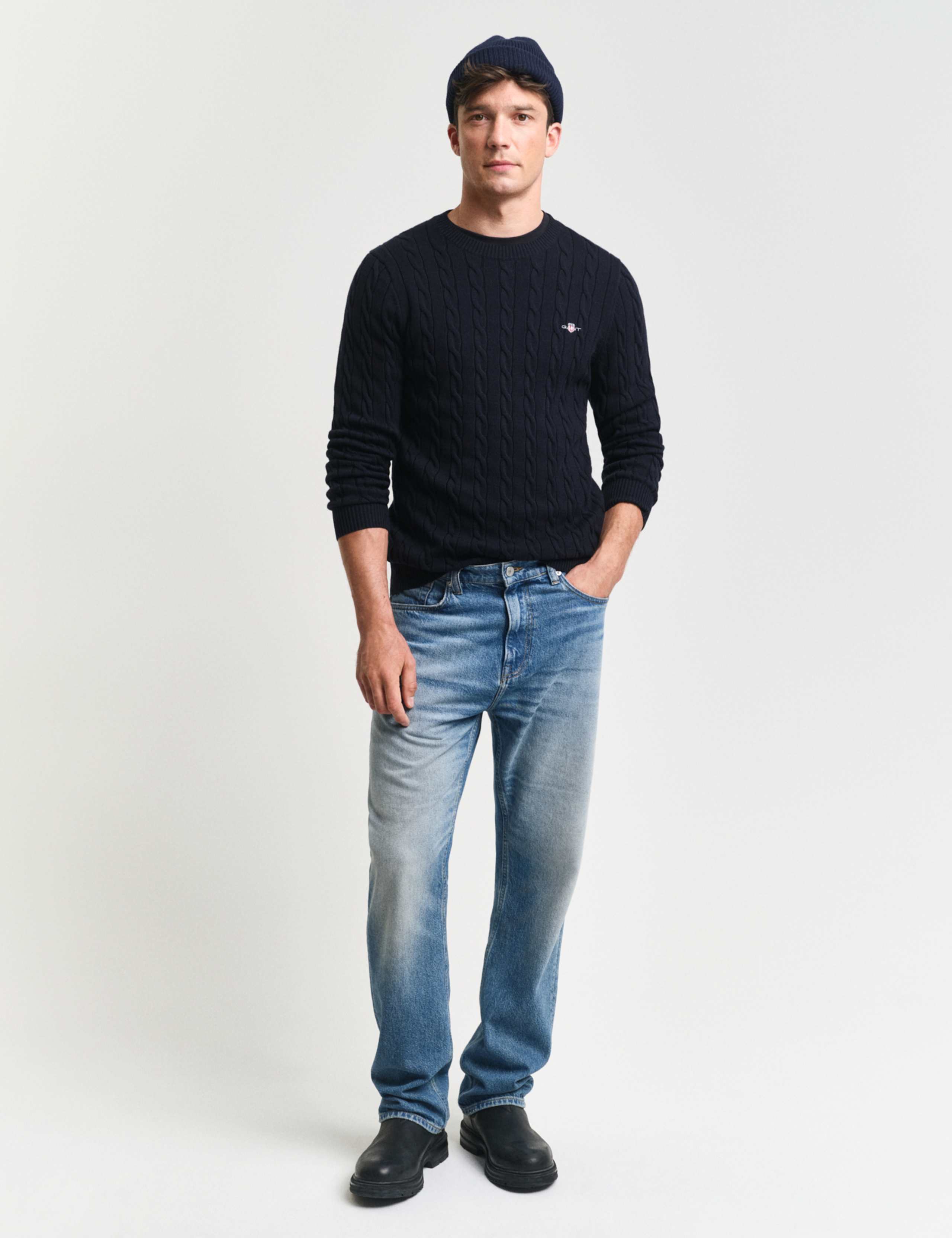 Pure Cotton Cable Crew Neck Jumper 3 of 4