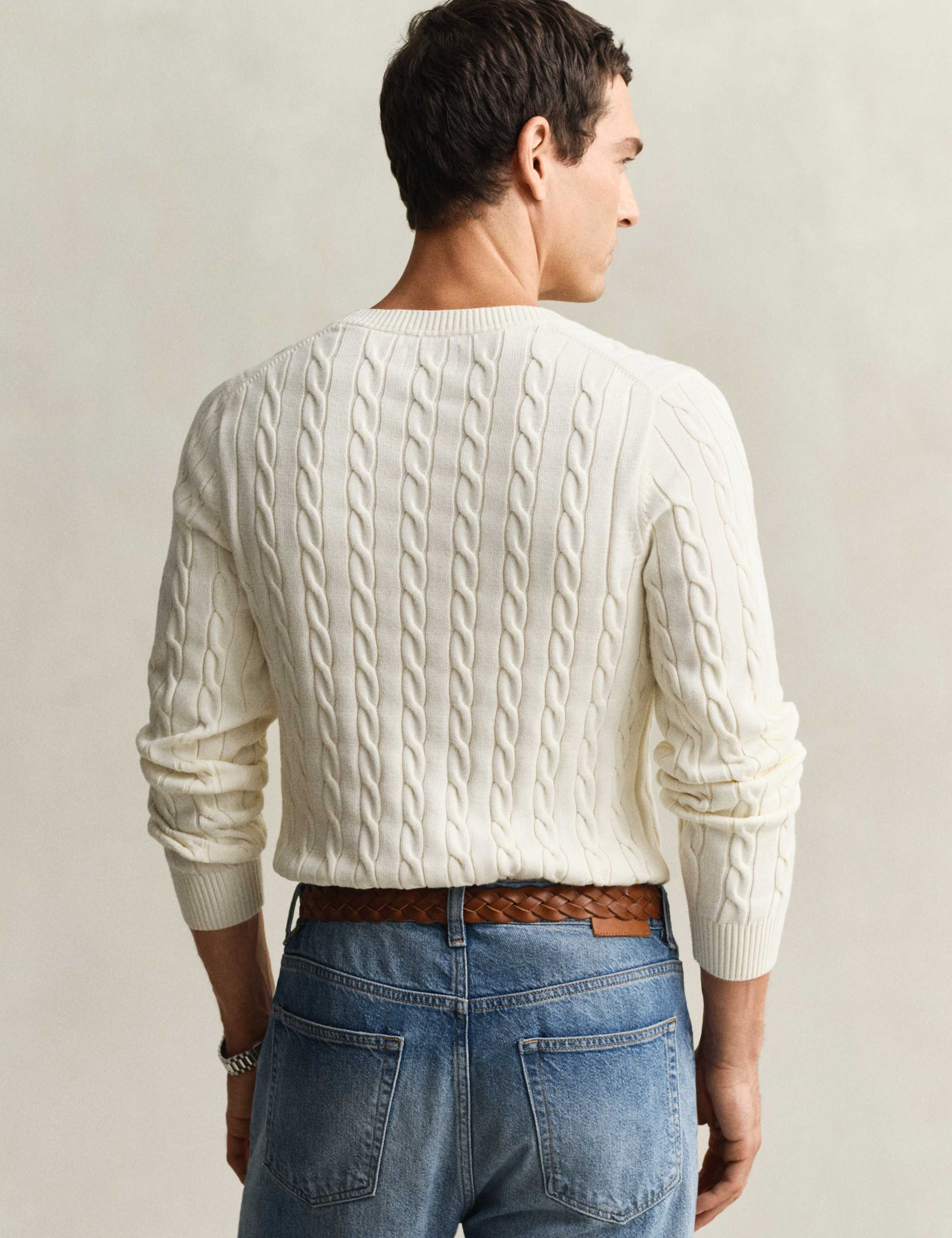 Pure Cotton Cable Crew Neck Jumper 2 of 4