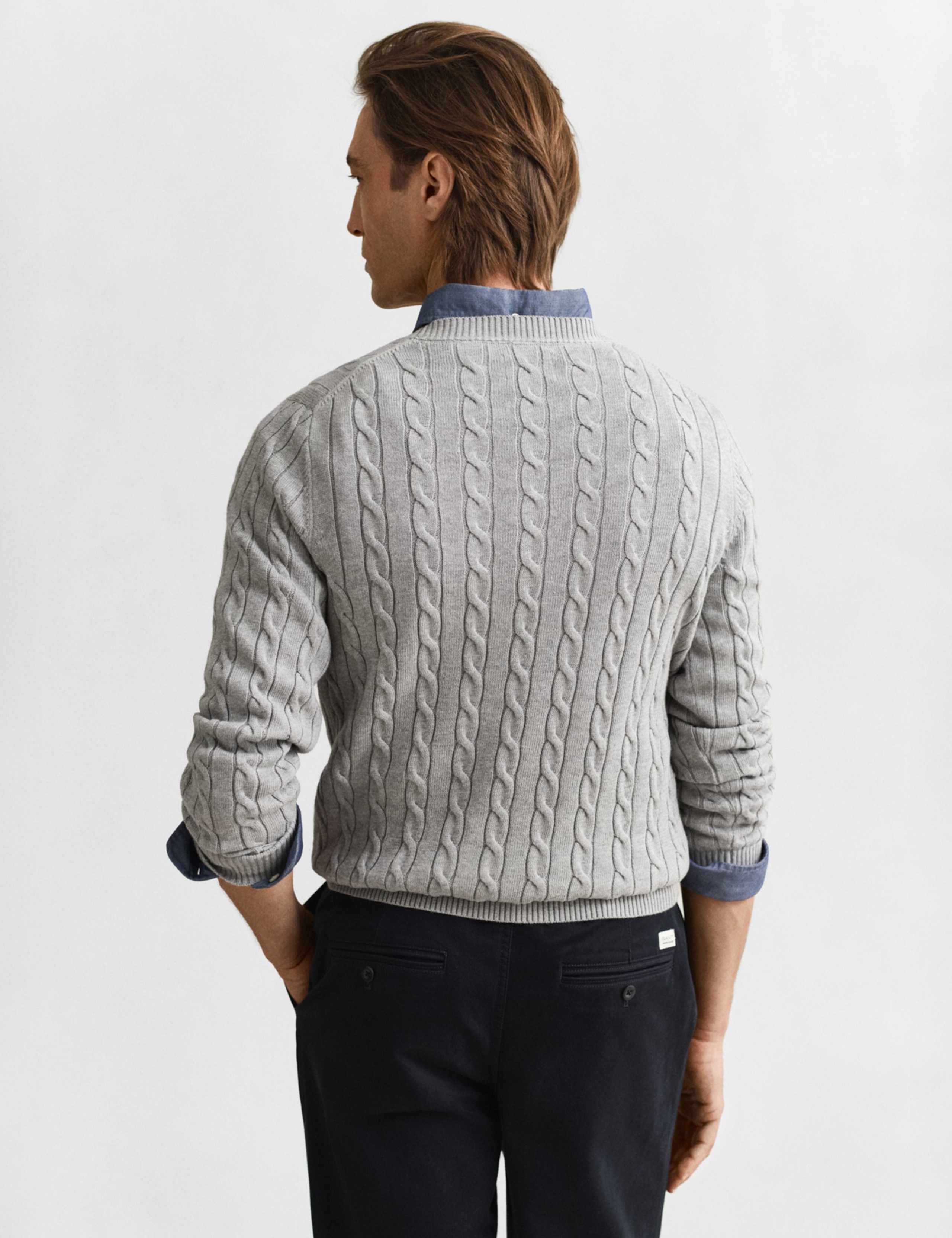 Pure Cotton Cable Crew Neck Jumper 4 of 4