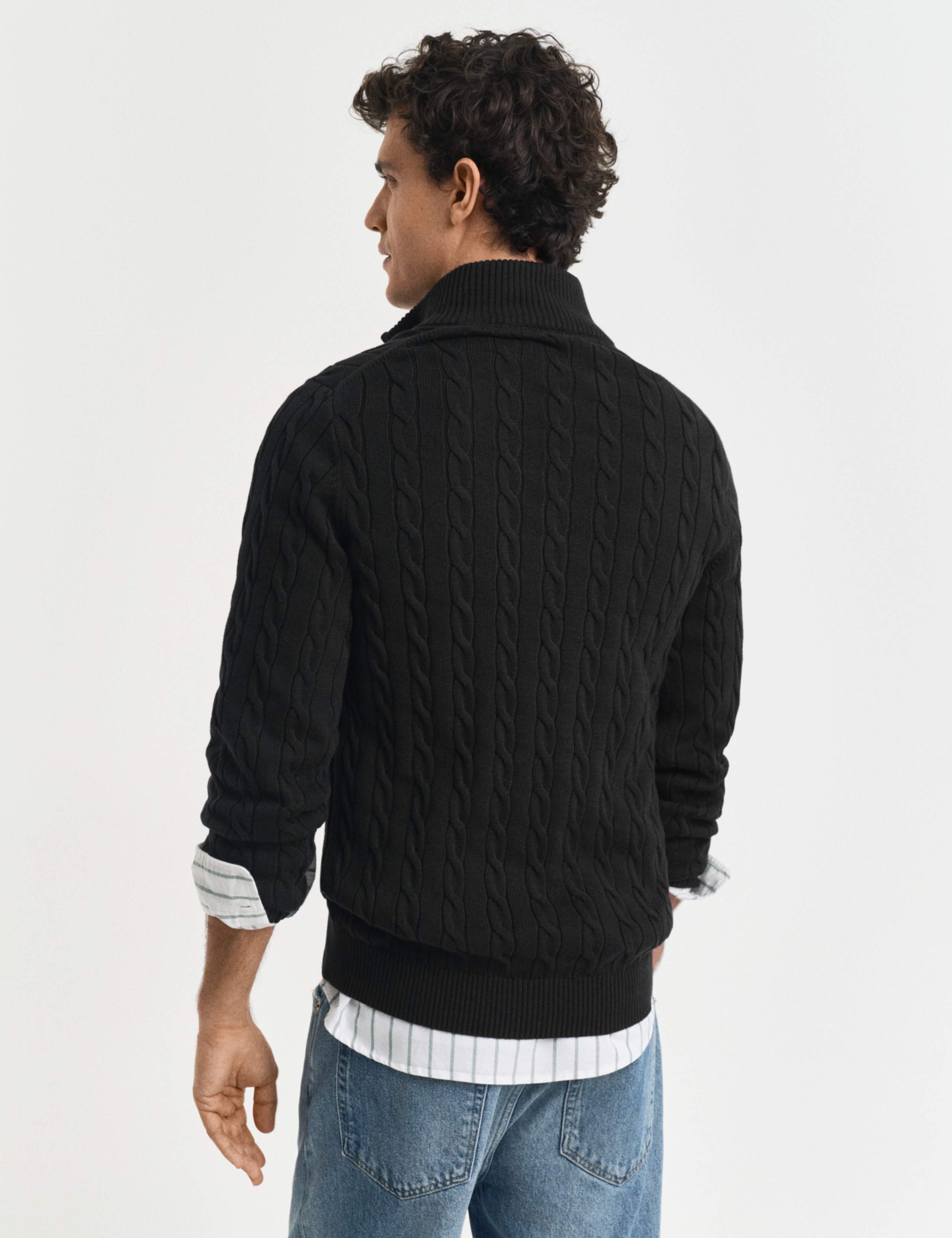 Pure Cotton Cable Knit Half Zip Jumper 3 of 5