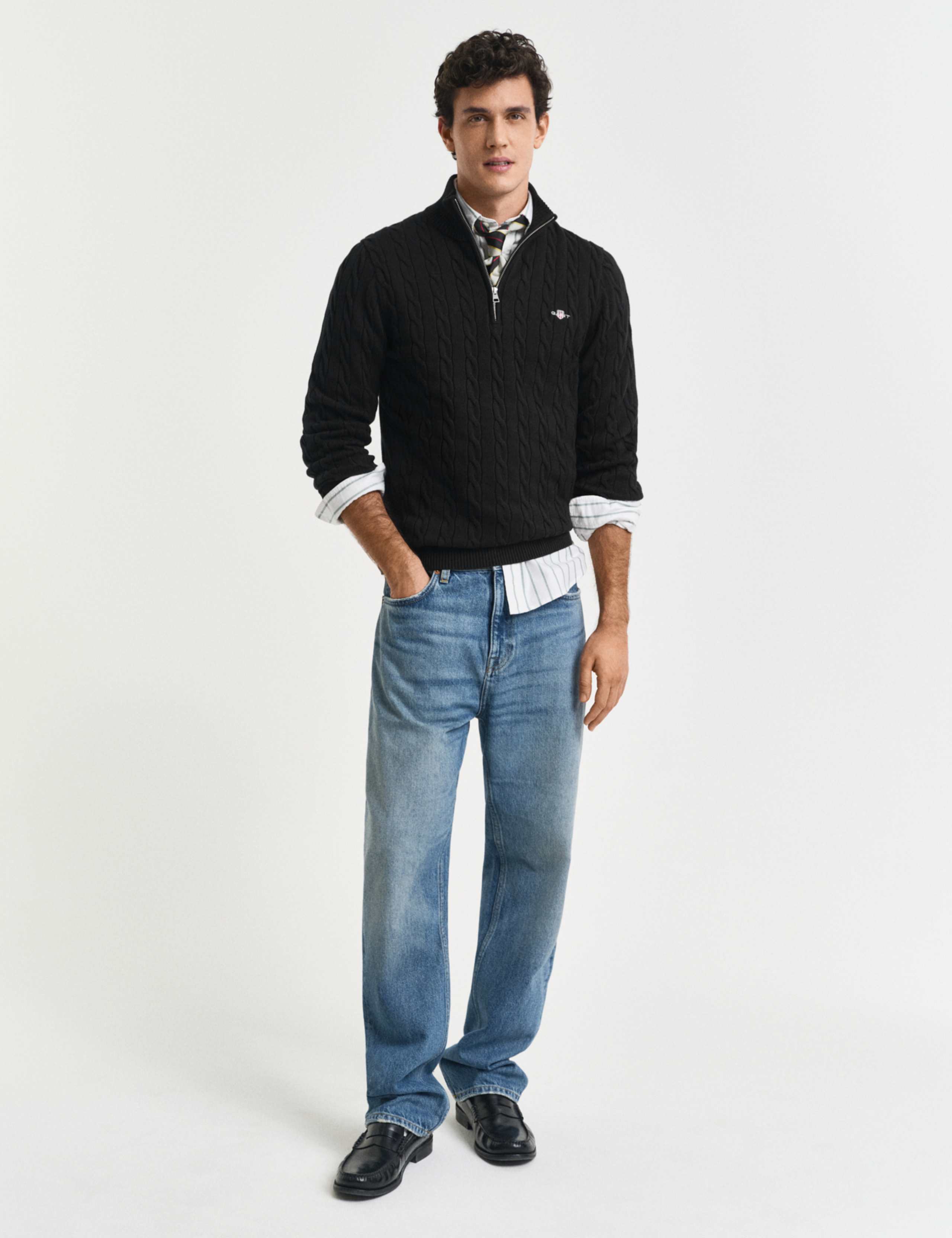 Pure Cotton Cable Knit Half Zip Jumper 4 of 5