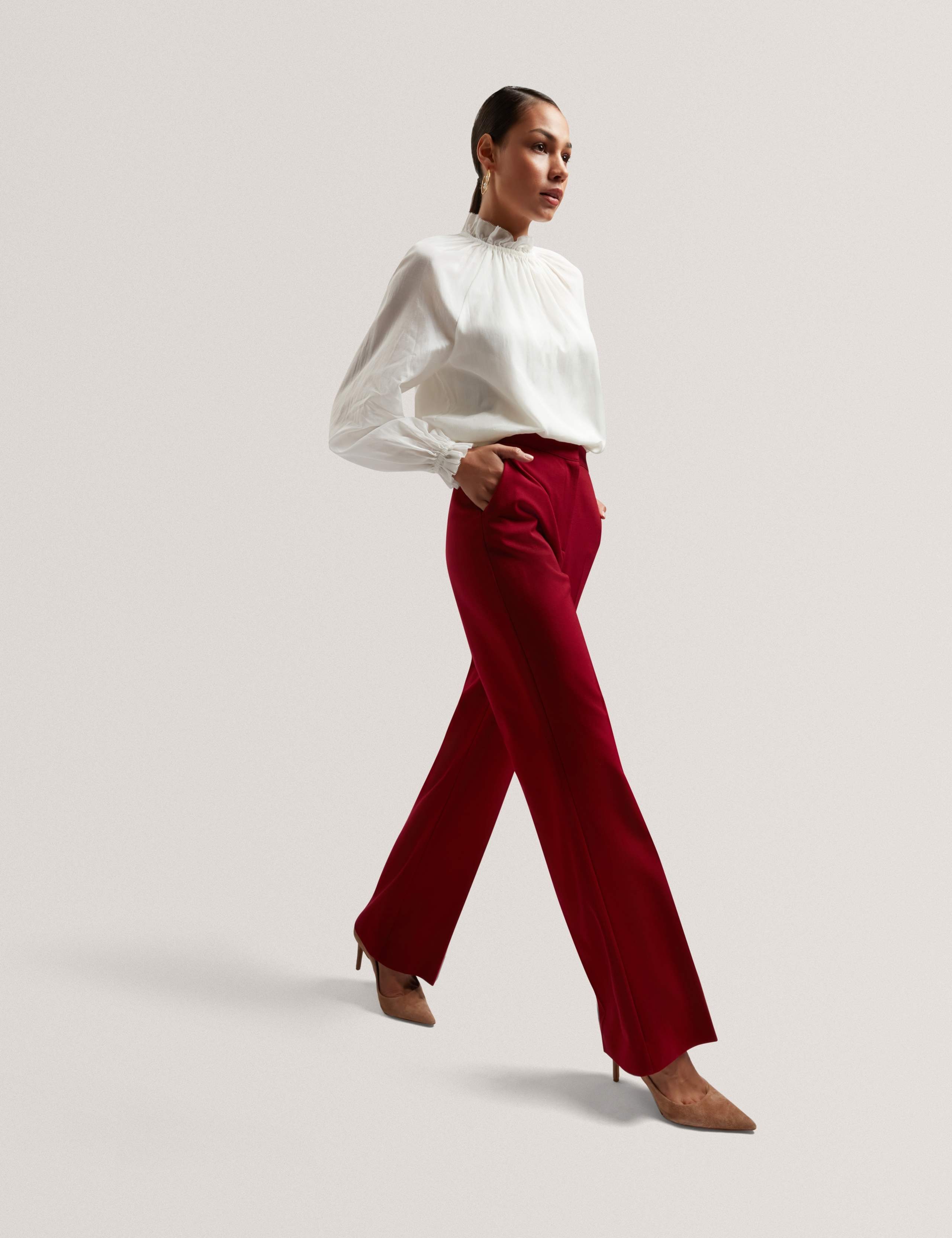 Cotton Blend Gathered Ruffle Blouse 3 of 7