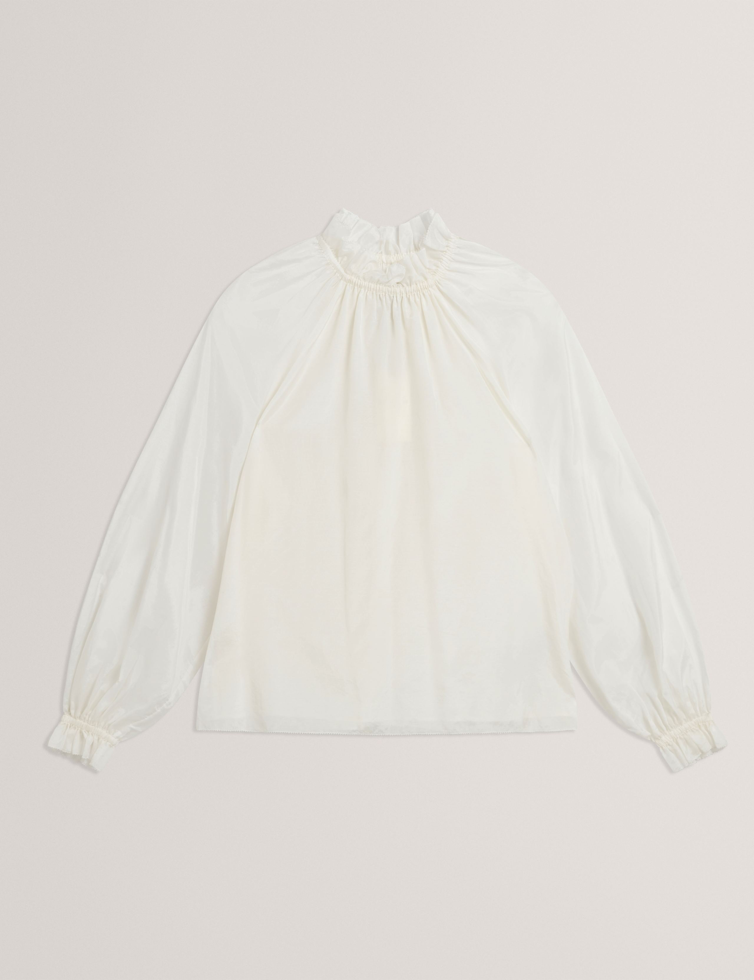 Cotton Blend Gathered Ruffle Blouse 2 of 7