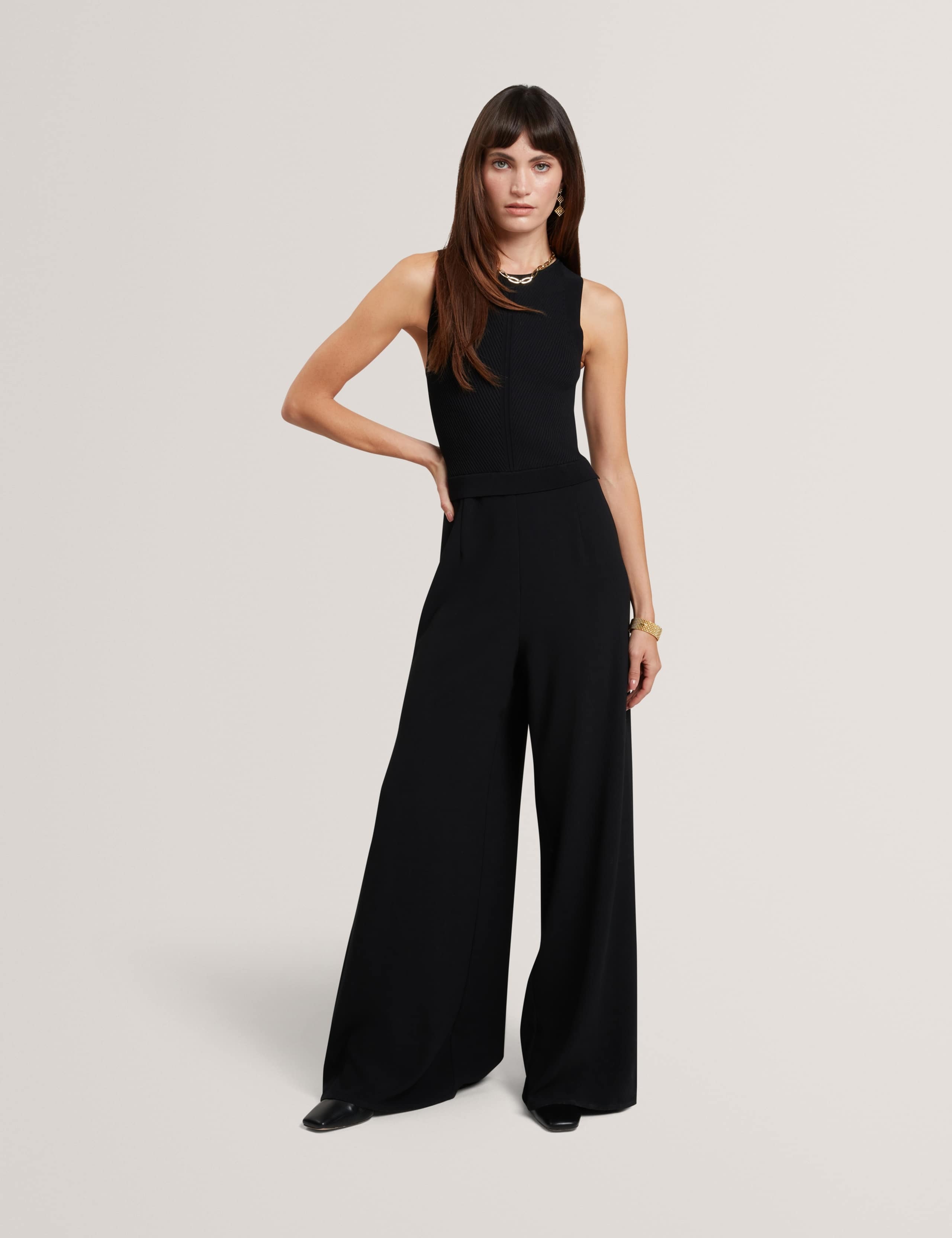 Knitted Top Racer Back Sleeveless Jumpsuit 1 of 7