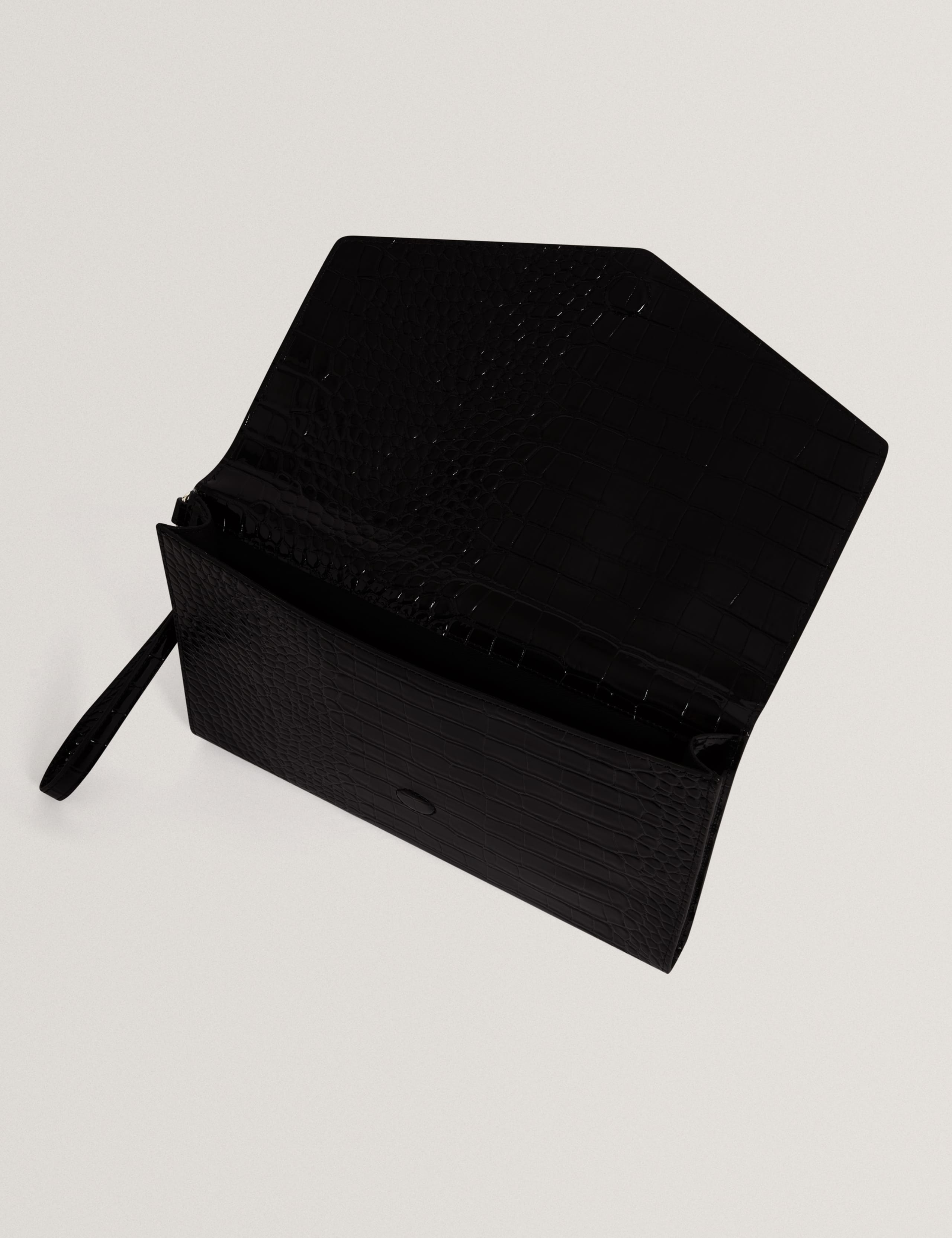 Patent Faux Leather Croc Effect Clutch Bag 2 of 4