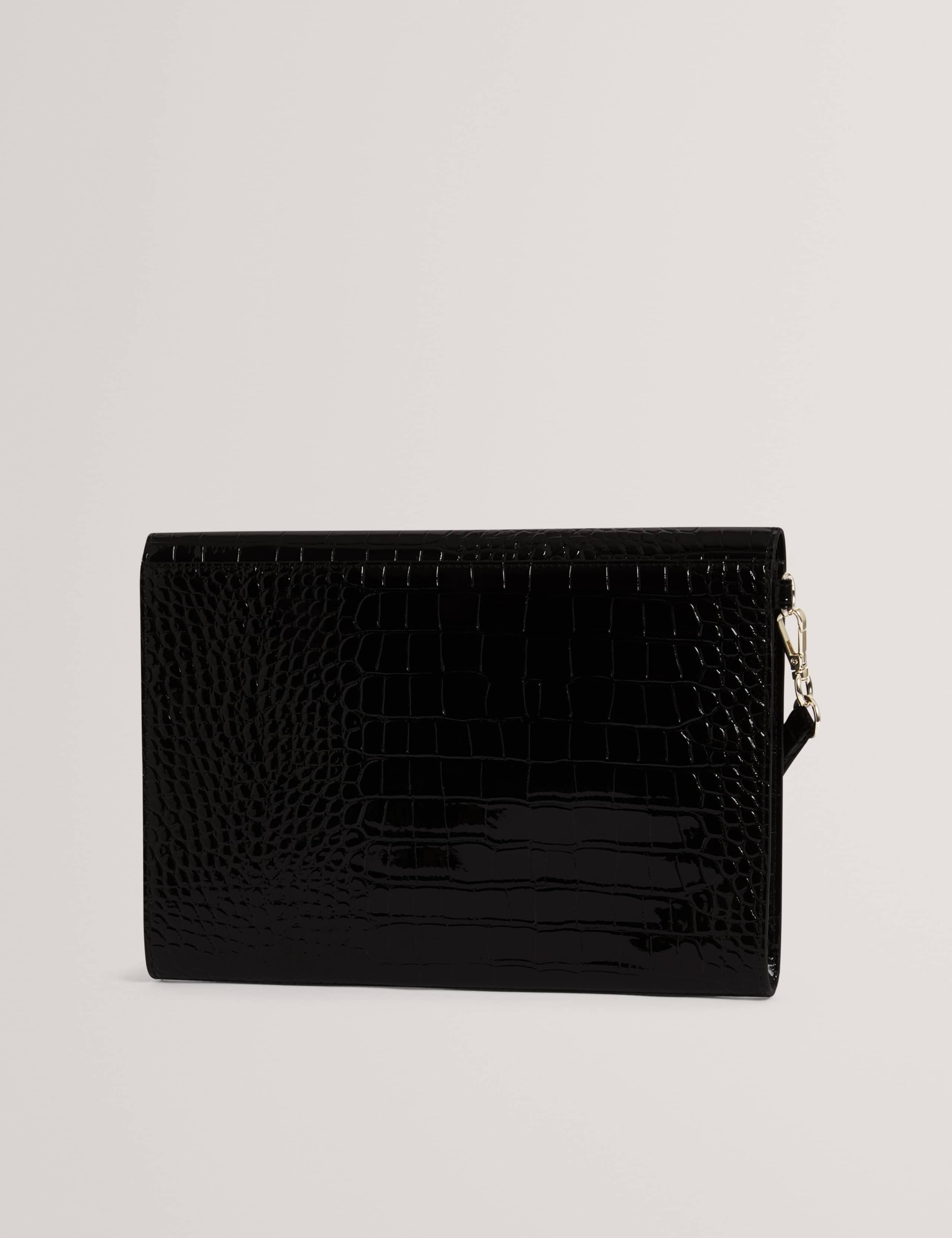 Patent Faux Leather Croc Effect Clutch Bag 3 of 4