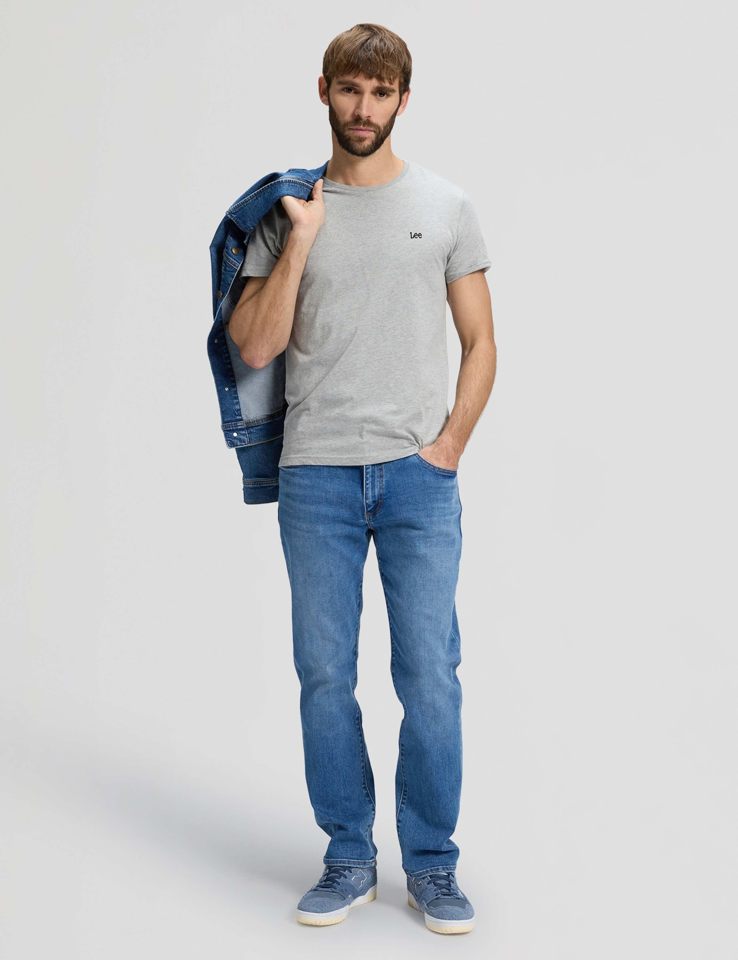 Straight Fit Vintage Wash 5 Pocket Jeans 1 of 6