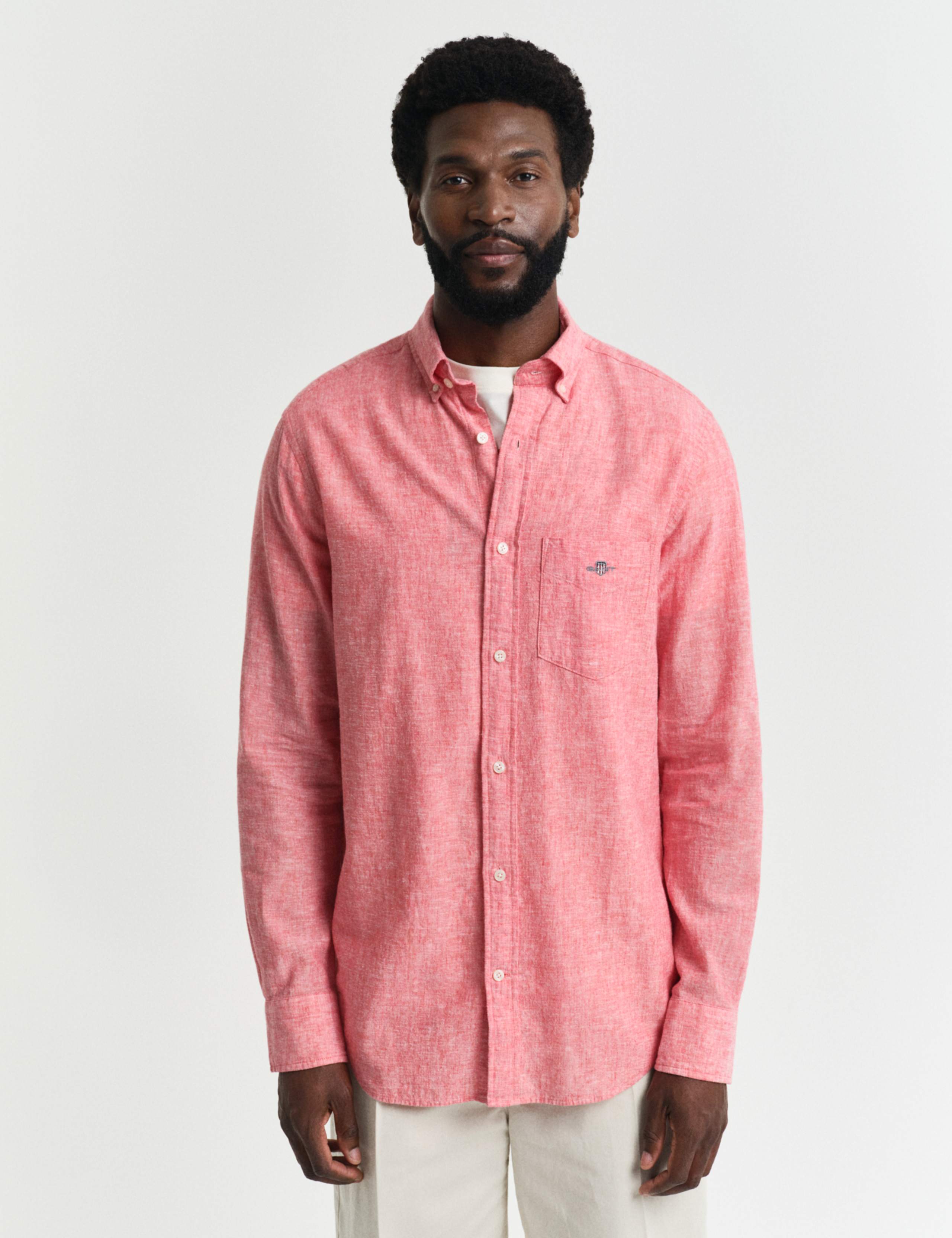 Regular Fit Linen Rich Oxford Shirt 3 of 6