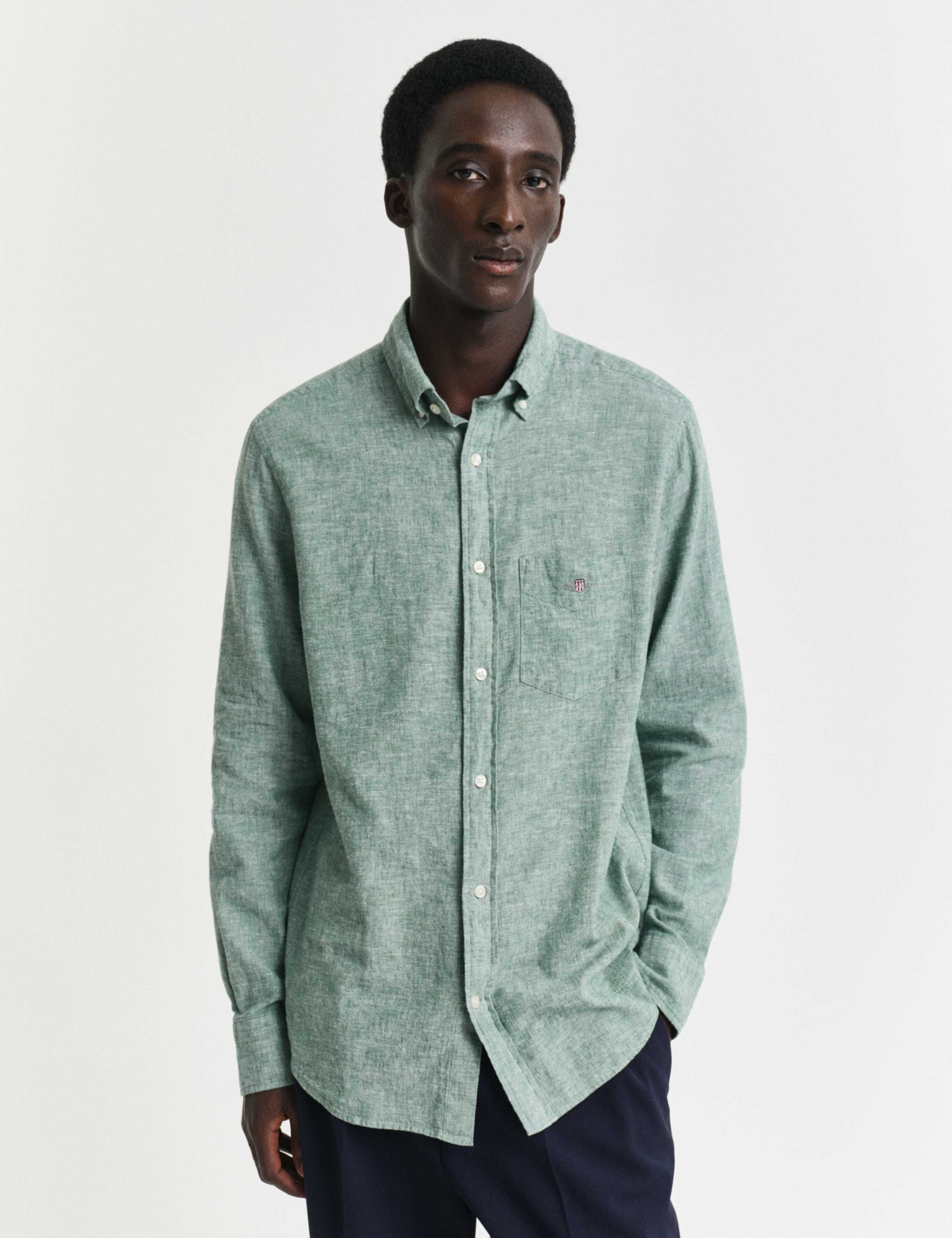 Regular Fit Linen Rich Oxford Shirt 3 of 5