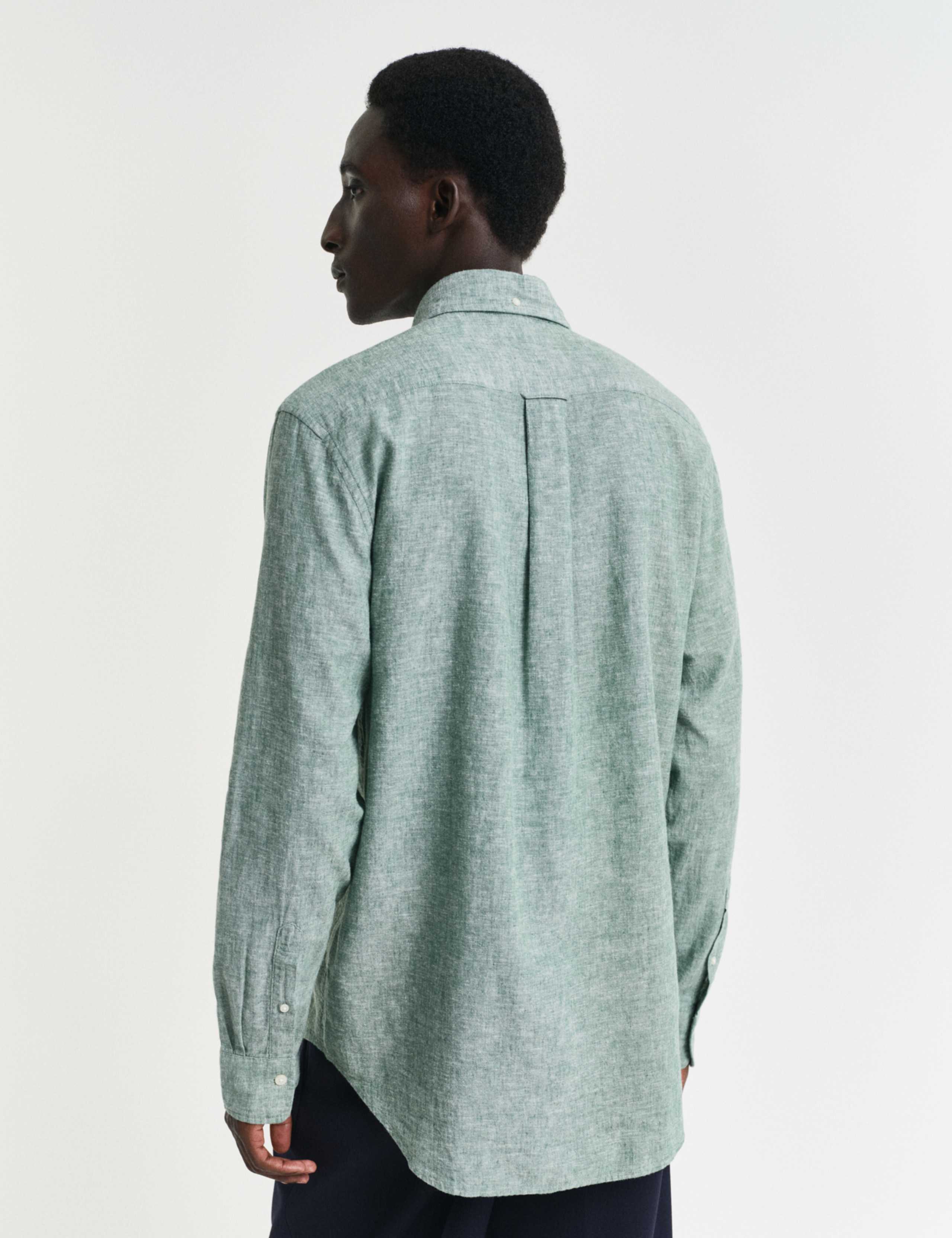Regular Fit Linen Rich Oxford Shirt 4 of 5