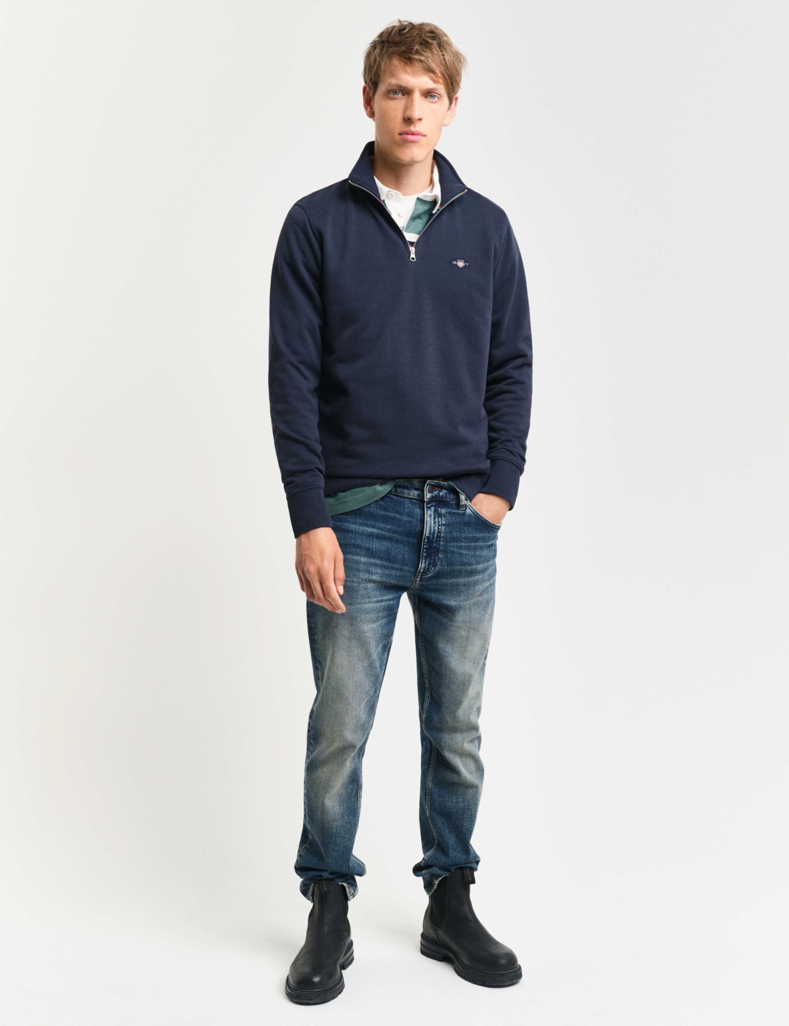Cotton Rich Funnel Neck Half Zip Sweatshirt 3 of 4