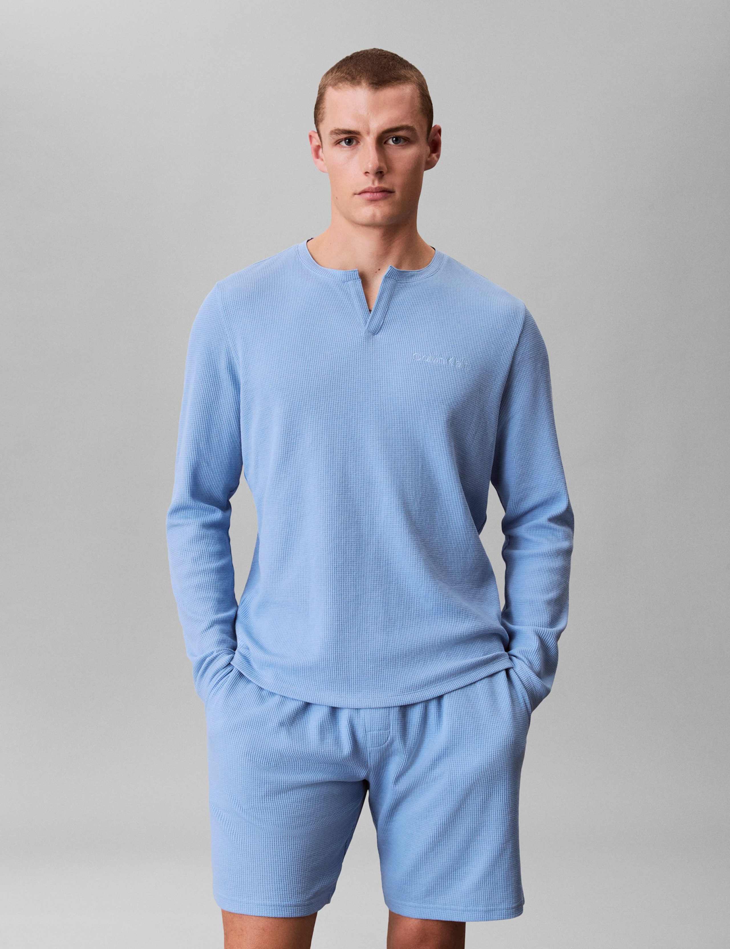 Cotton Rich Waffle Henley Pyjama Top 1 of 6