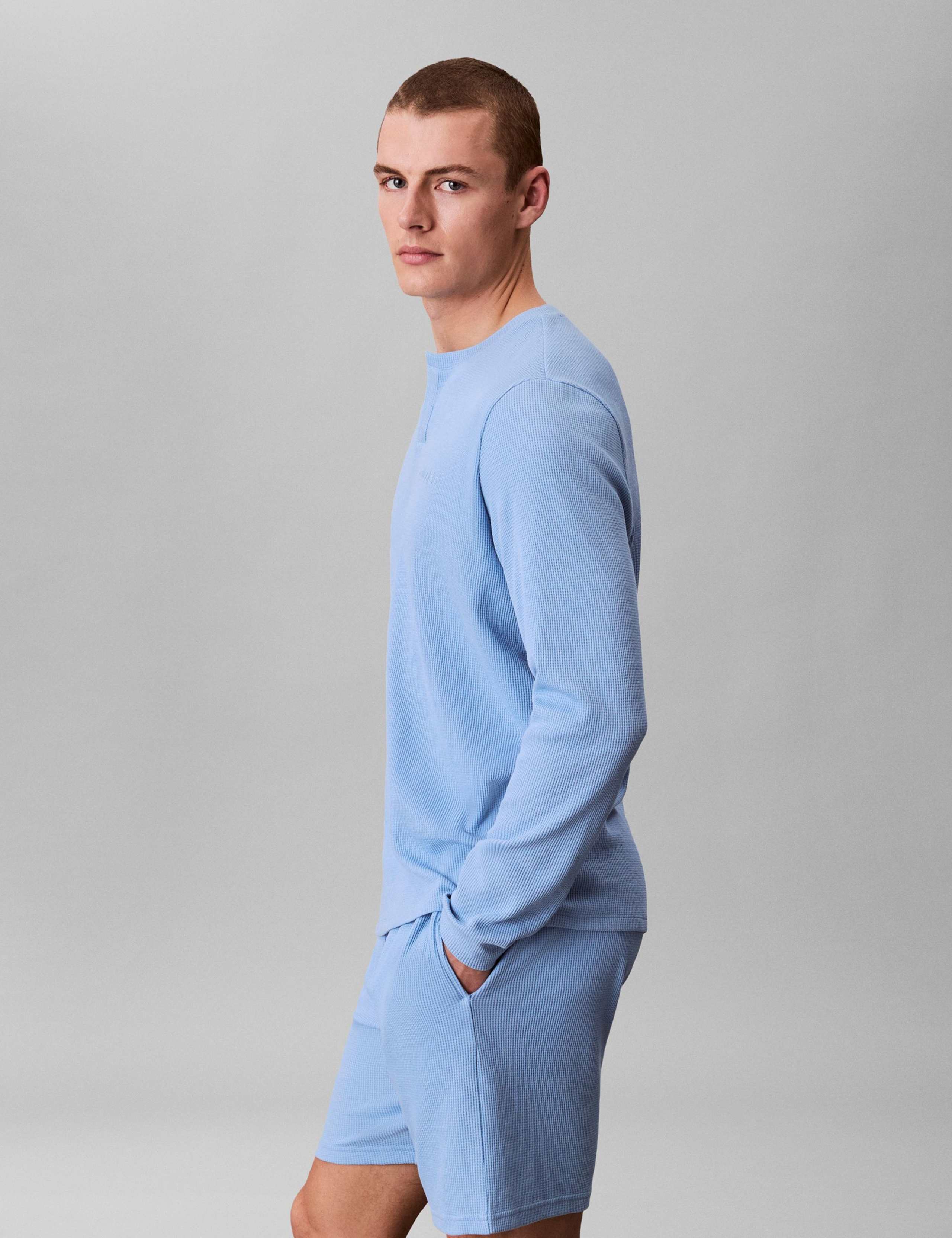 Cotton Rich Waffle Henley Pyjama Top 5 of 6