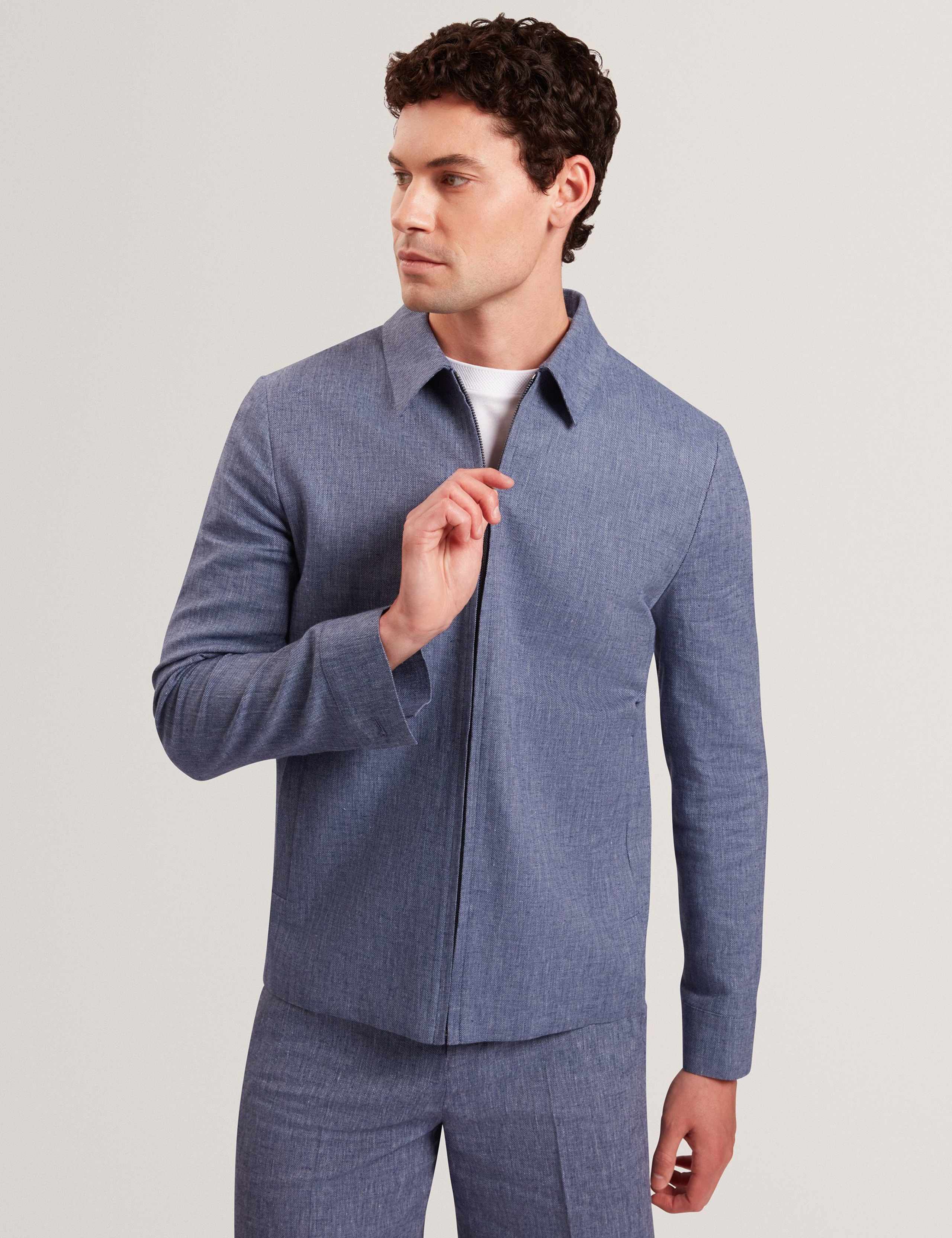 Linen Rich Collared Harrington Jacket 1 of 6