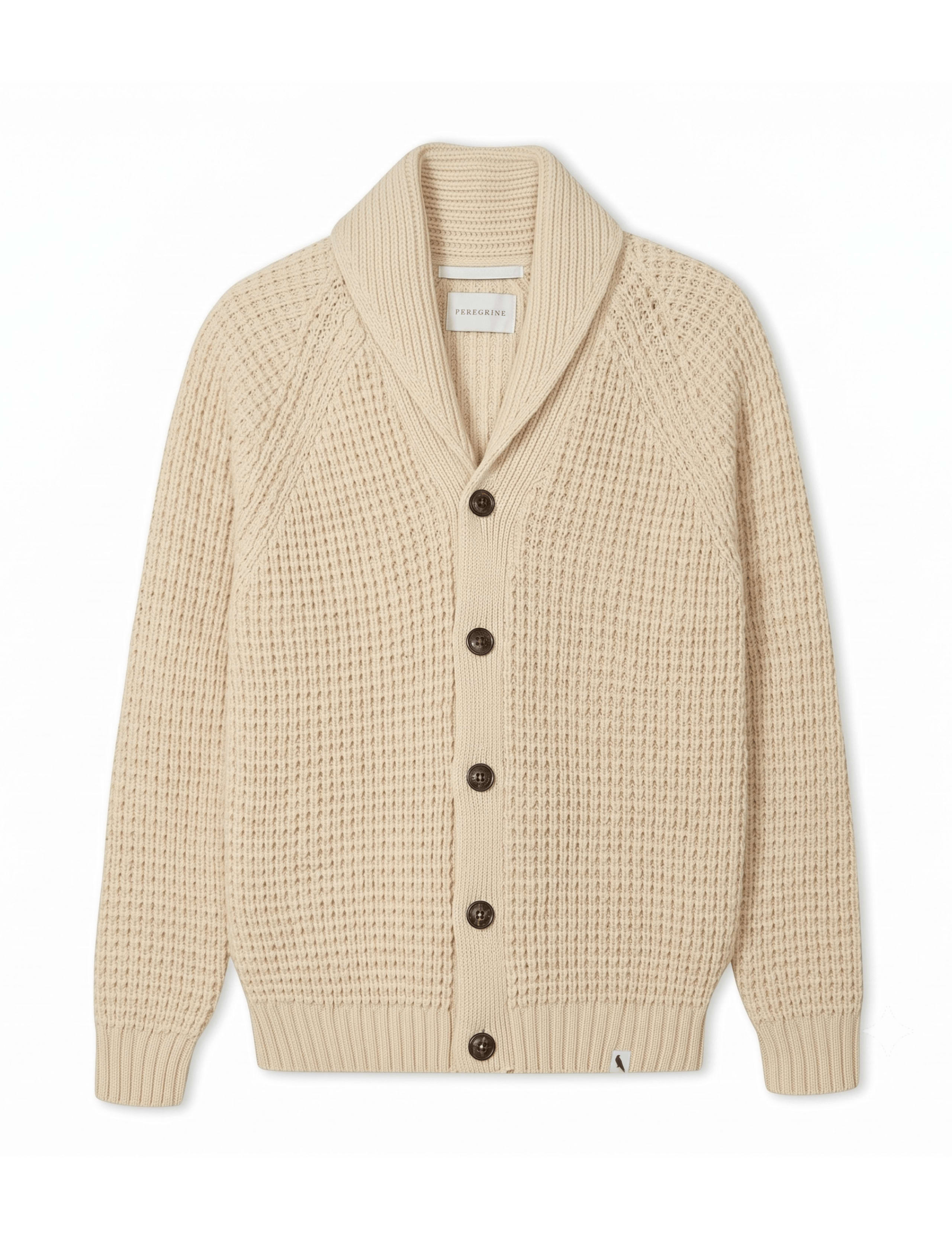Pure Wool Waffle Shawl Neck Cardigan 1 of 6