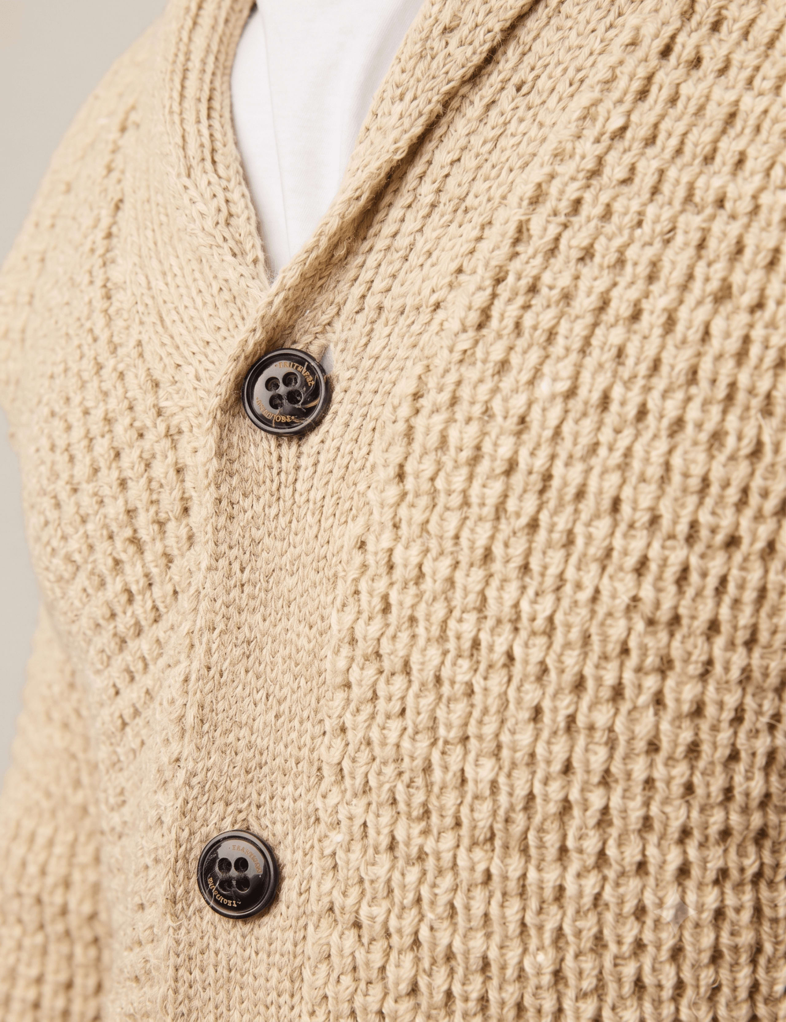 Pure Wool Waffle Shawl Neck Cardigan 6 of 6