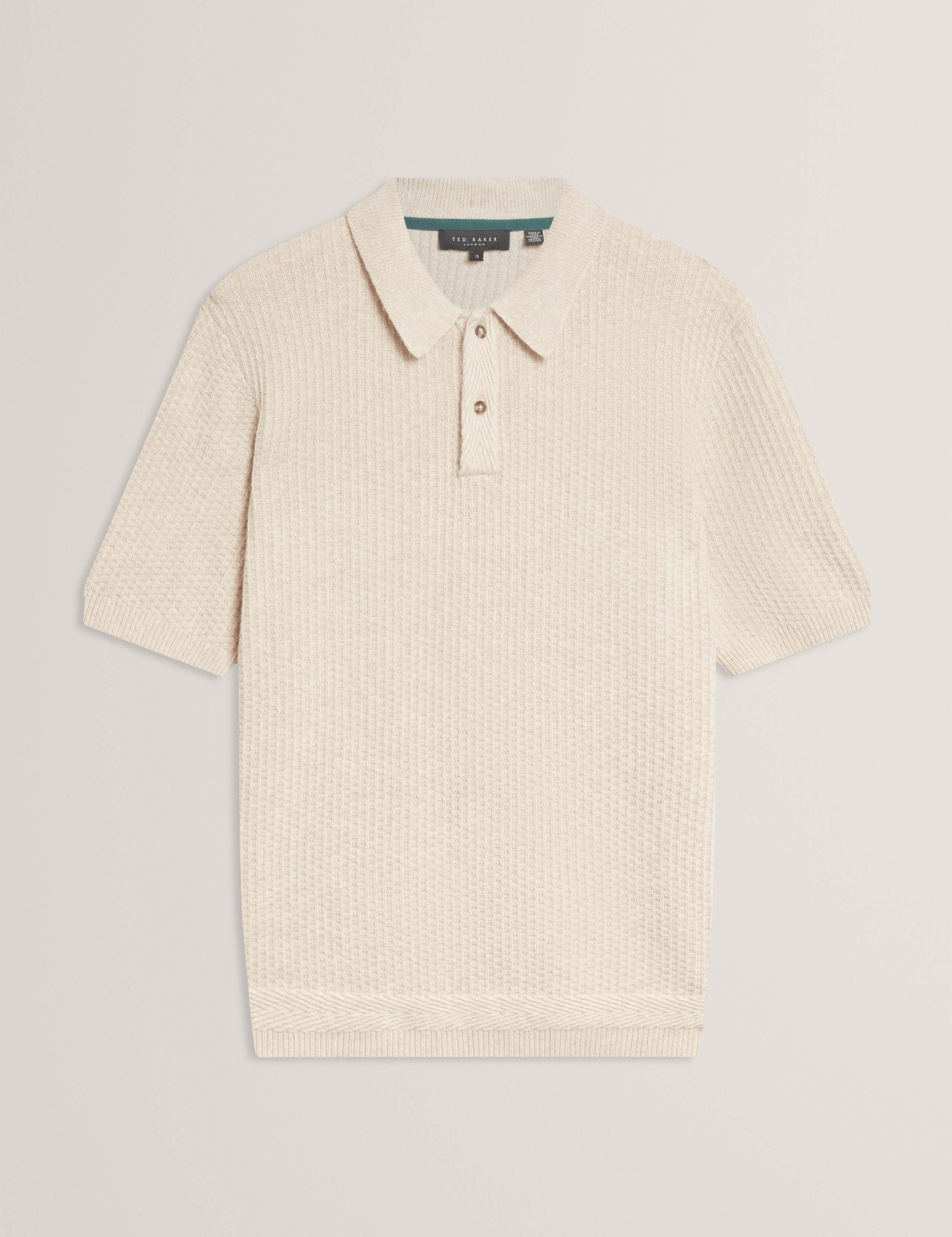 Cotton Blend Textured Knitted Polo Shirt 2 of 7
