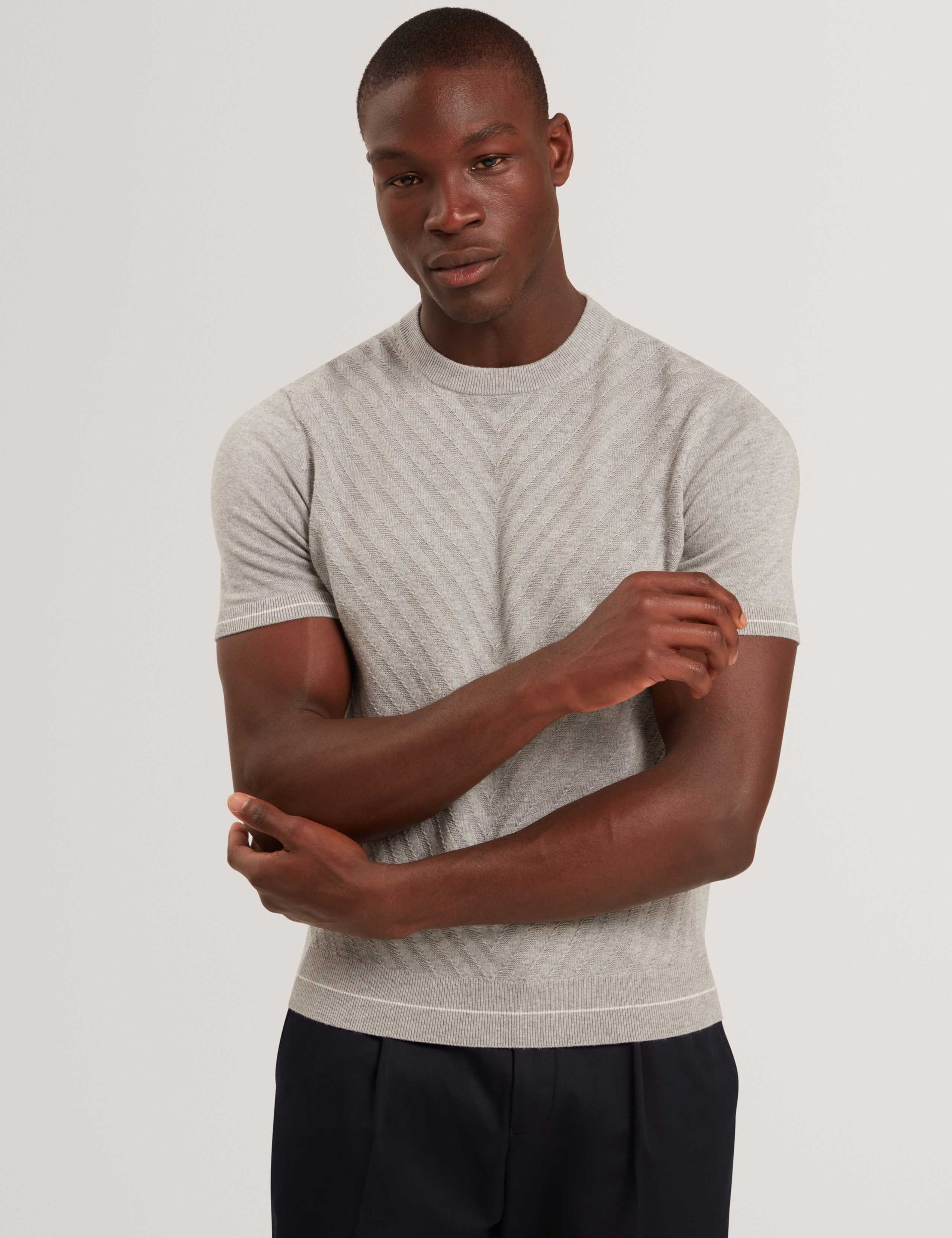 Cotton Rich Knitted T-Shirt with Wool 1 of 6