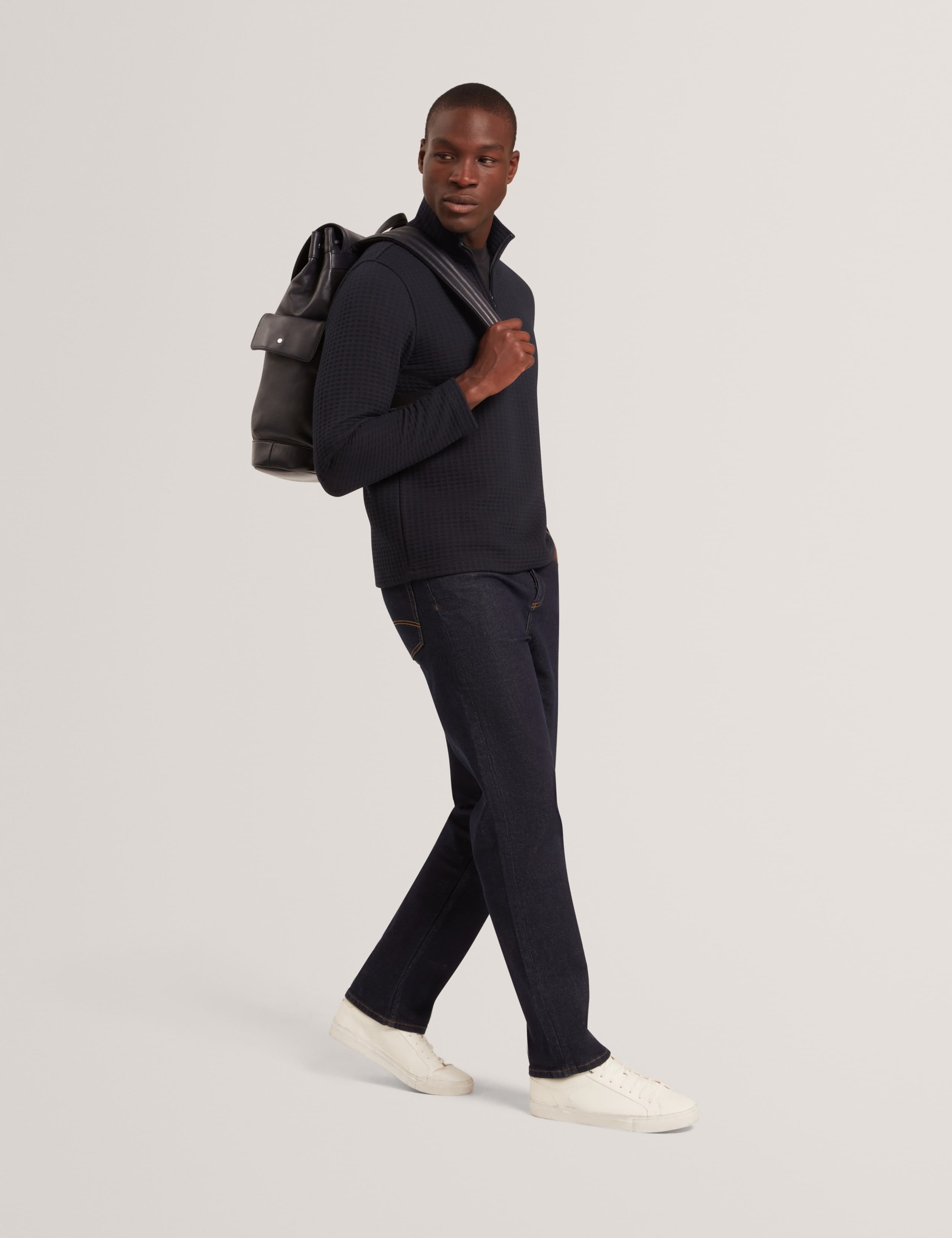 Waffle Funnel Neck Half Zip Sweatshirt 3 of 6