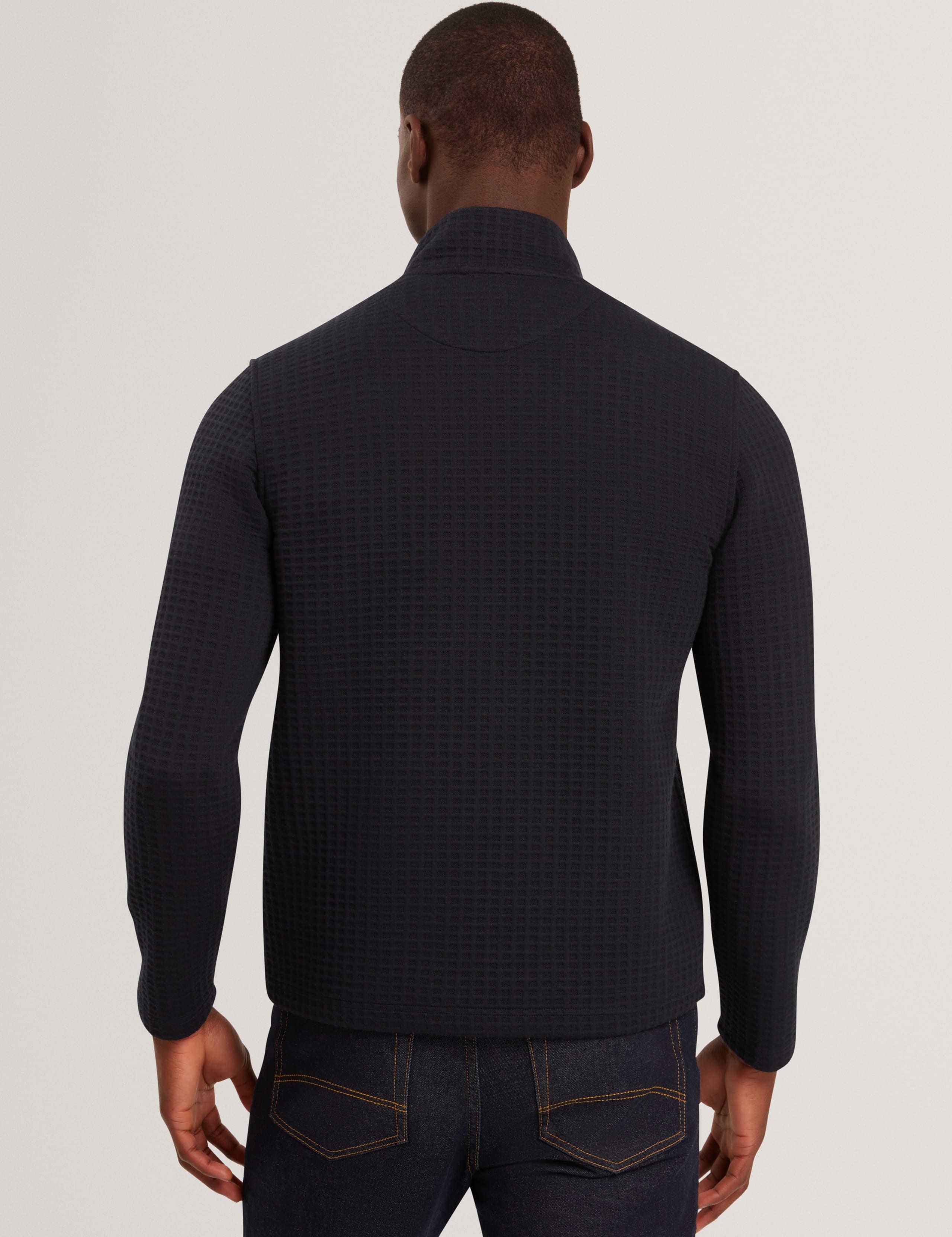 Waffle Funnel Neck Half Zip Sweatshirt 5 of 6