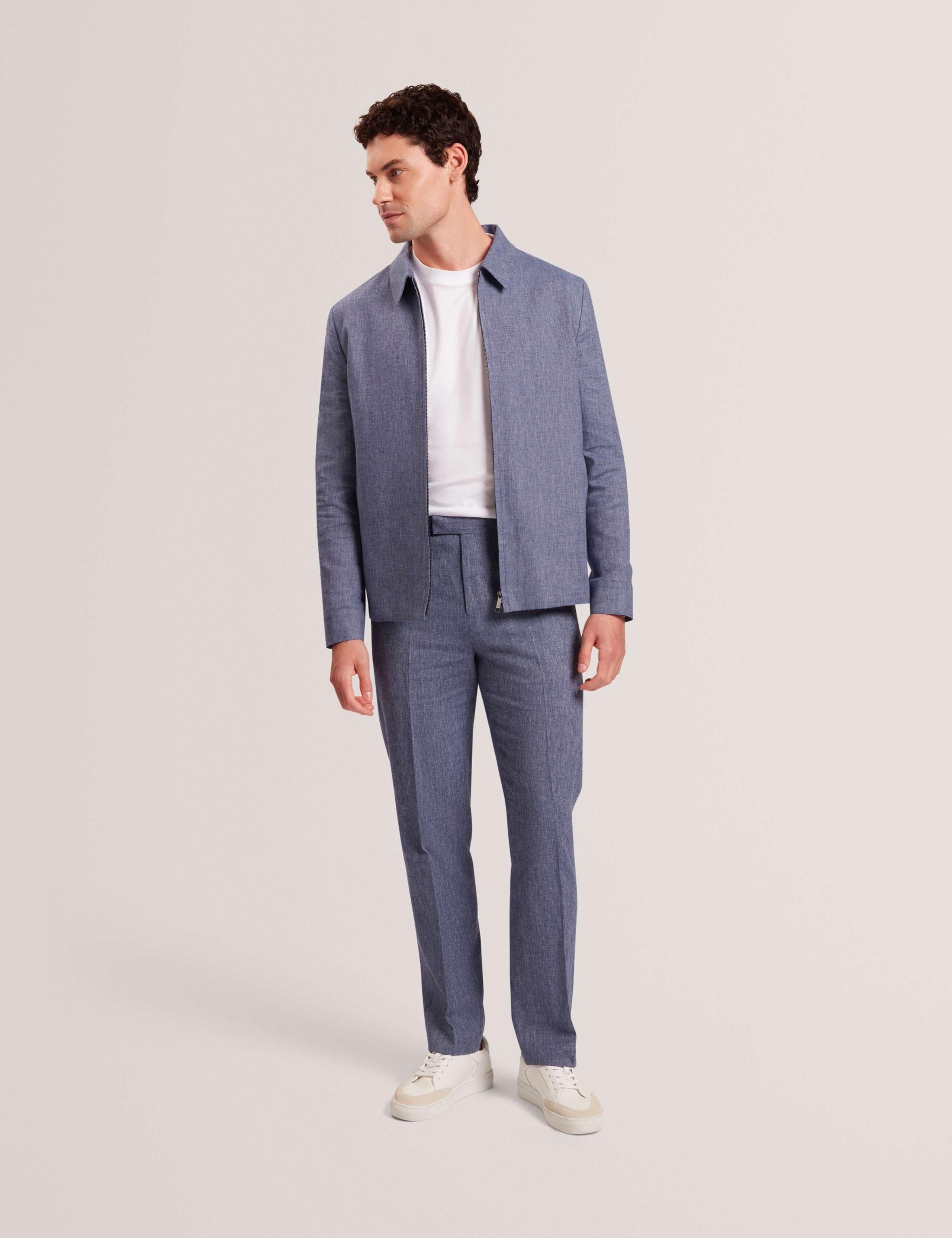 Regular Fit Cotton Linen Blend Trousers 1 of 7
