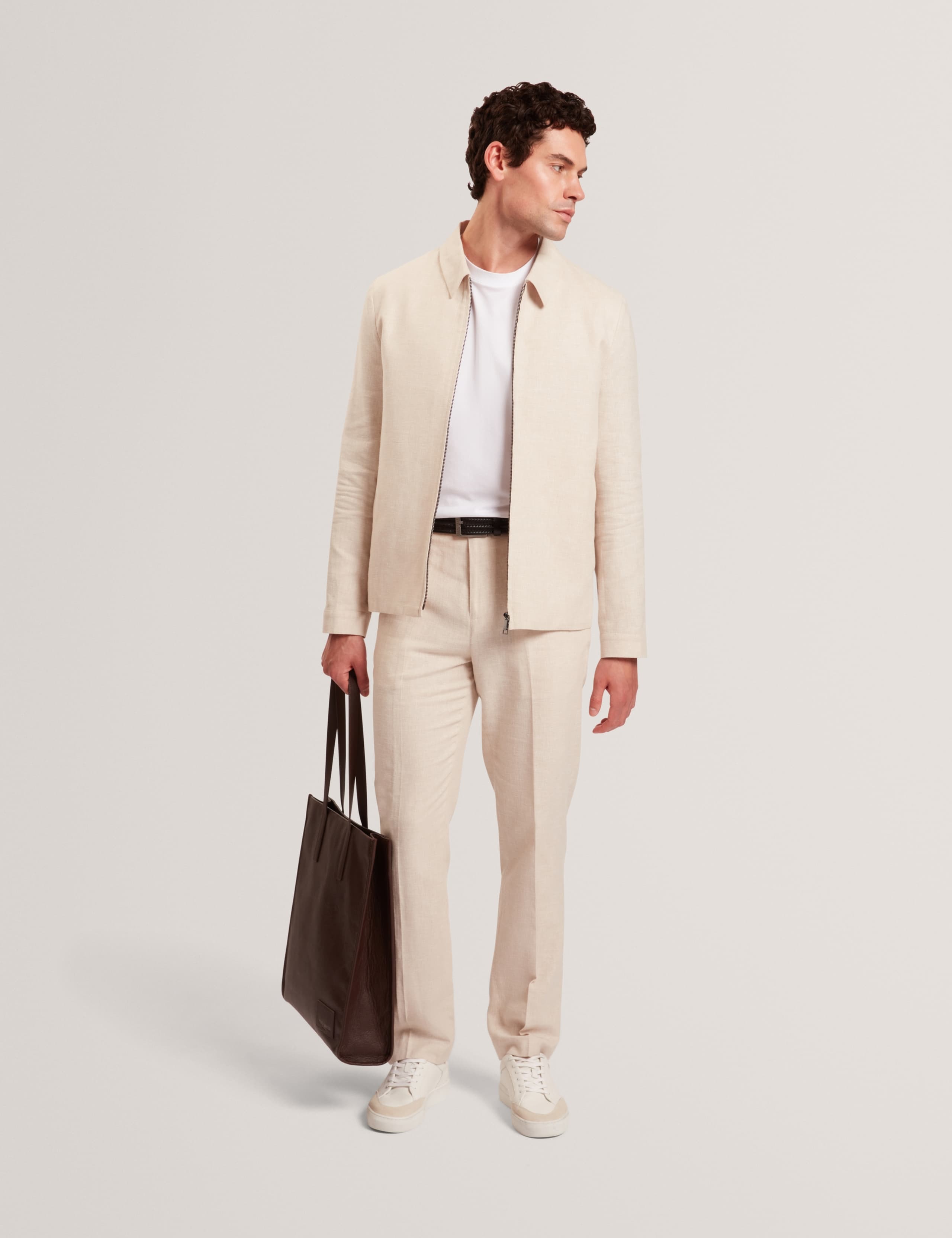 Regular Fit Cotton Linen Blend Trousers 1 of 6