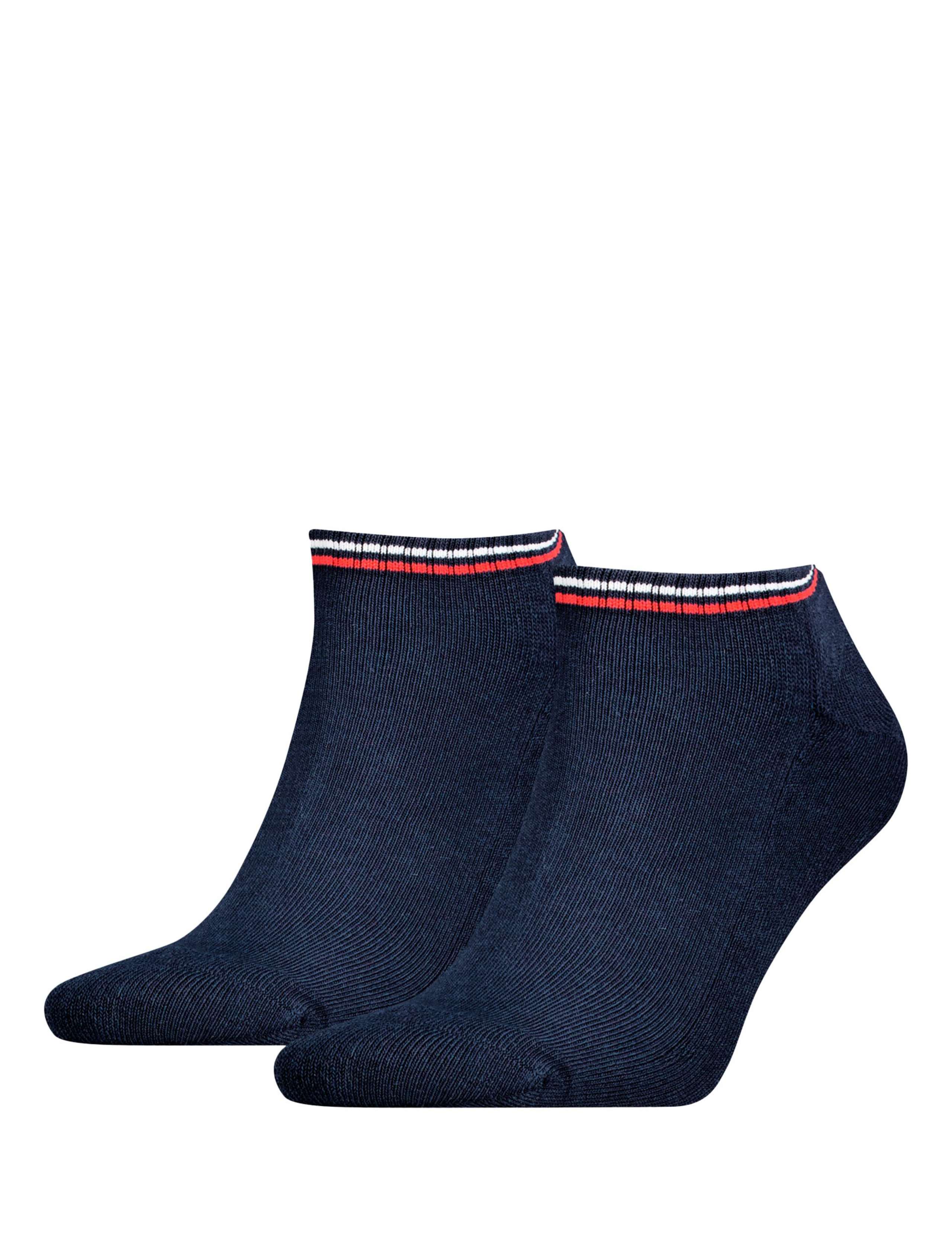 2 Pack Striped Cuff Cotton Rich Trainer Socks 1 of 2