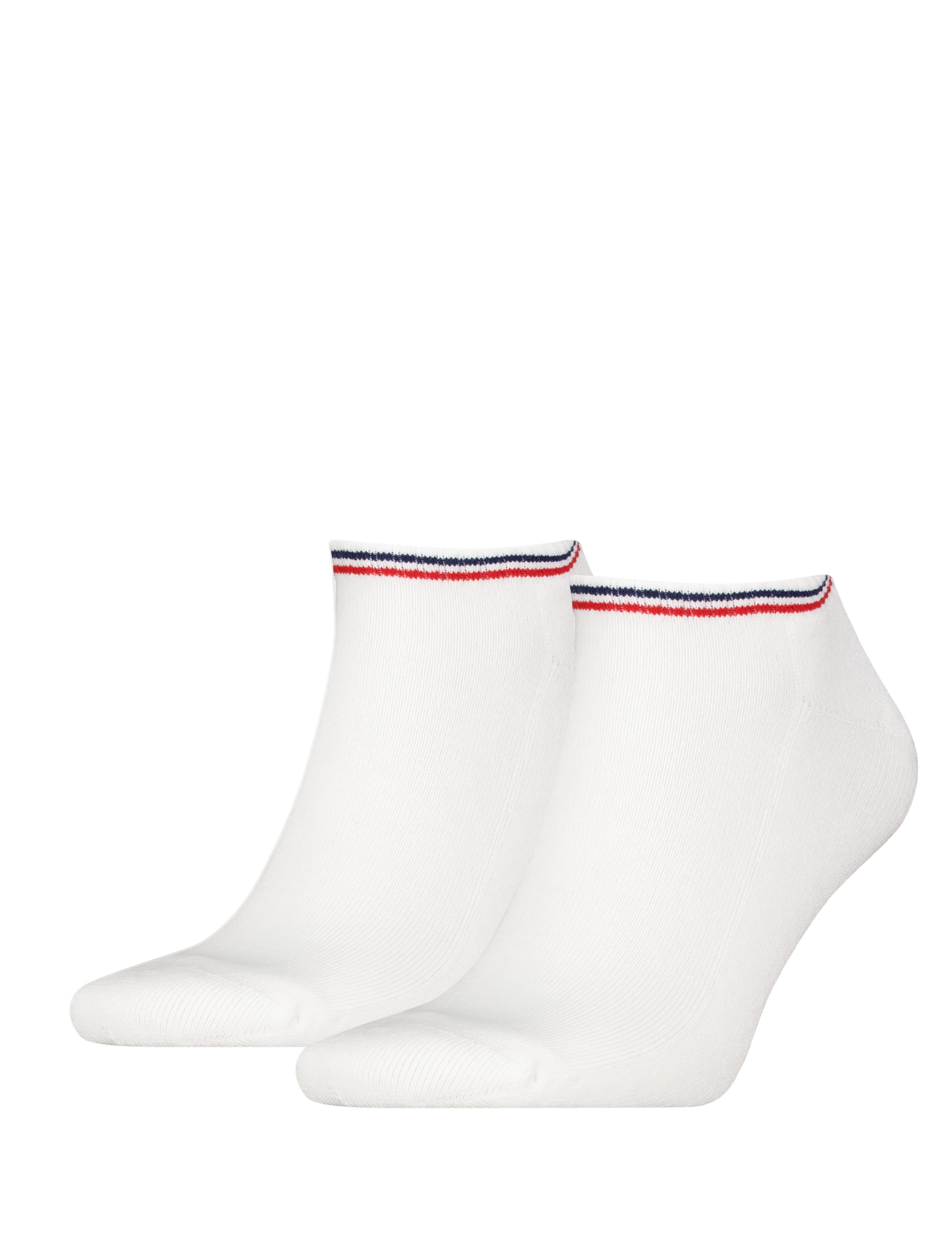 2 Pack Striped Cuff Cotton Rich Trainer Socks 1 of 2