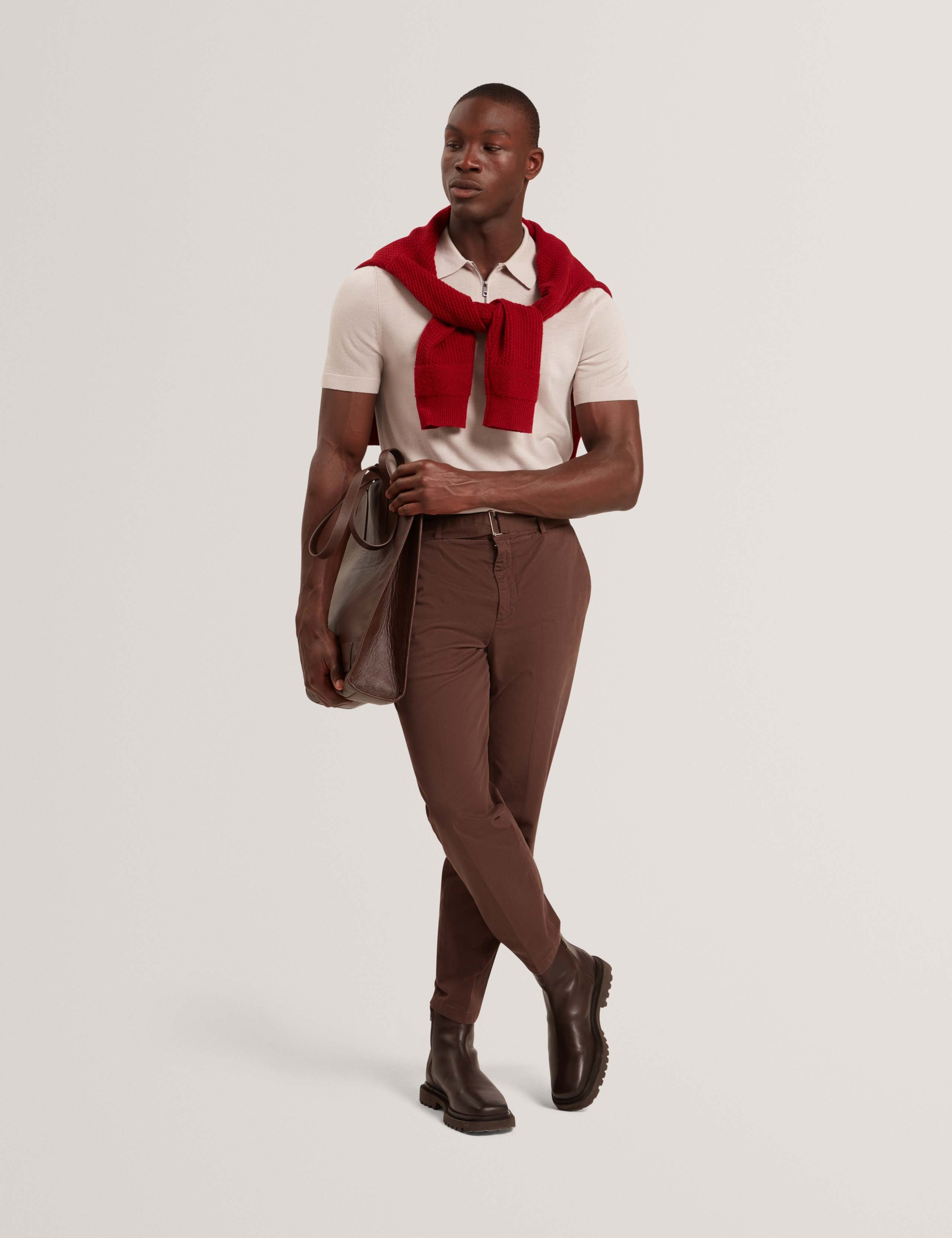 Lyocell Rich Half Zip Knitted Polo Shirt 6 of 6