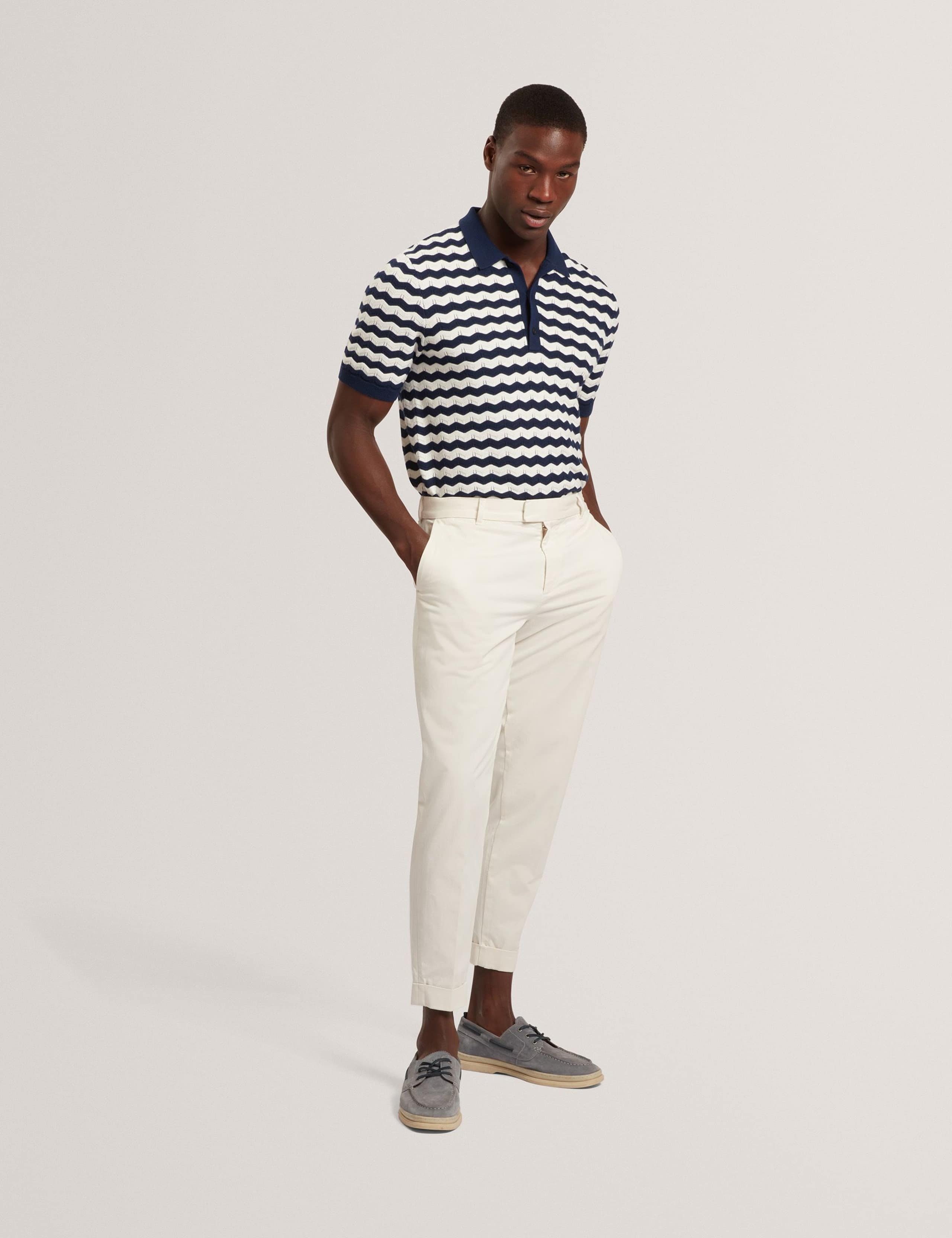 Wool Blend Striped Polo Shirt with Silk 4 of 7