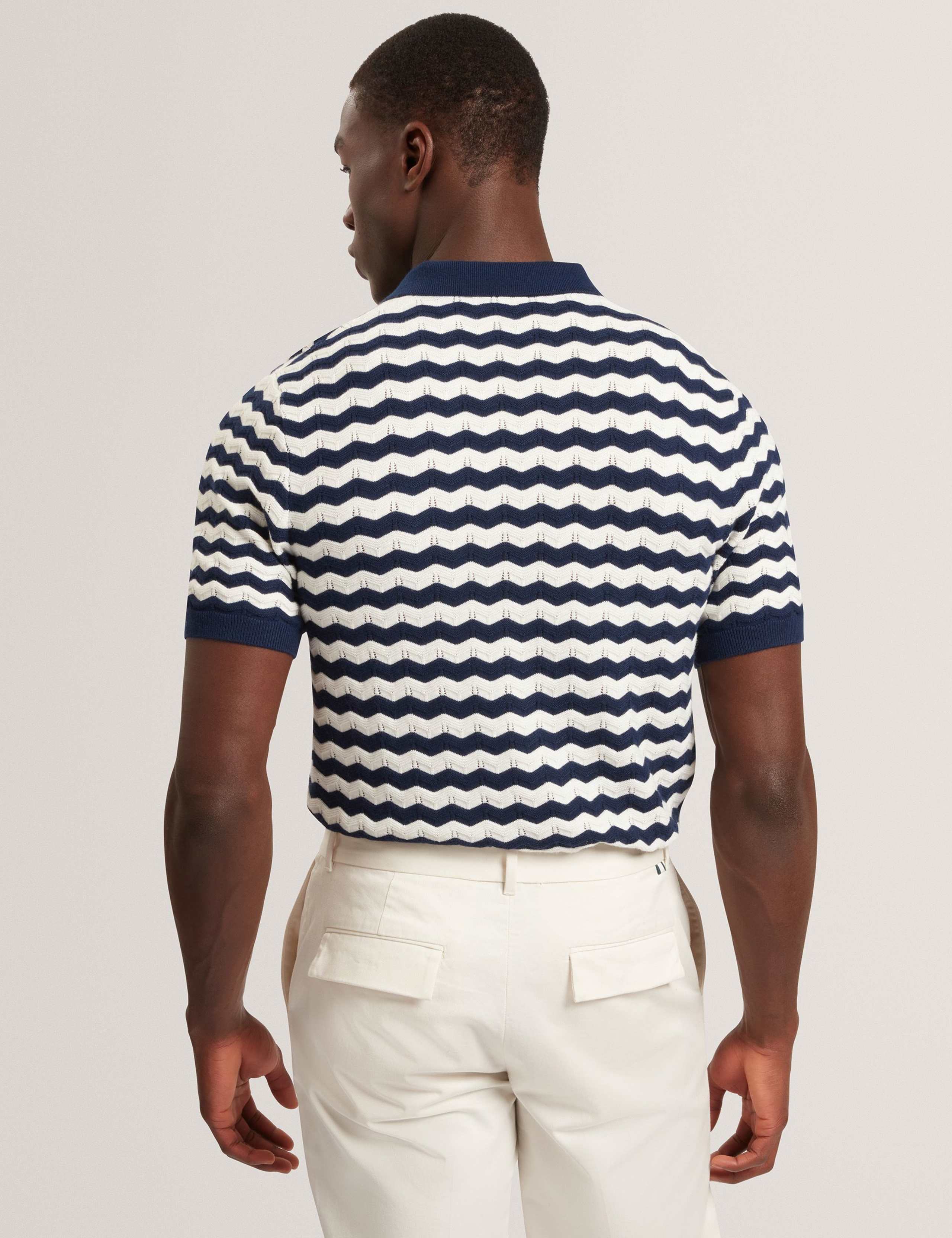 Wool Blend Striped Polo Shirt with Silk 5 of 7
