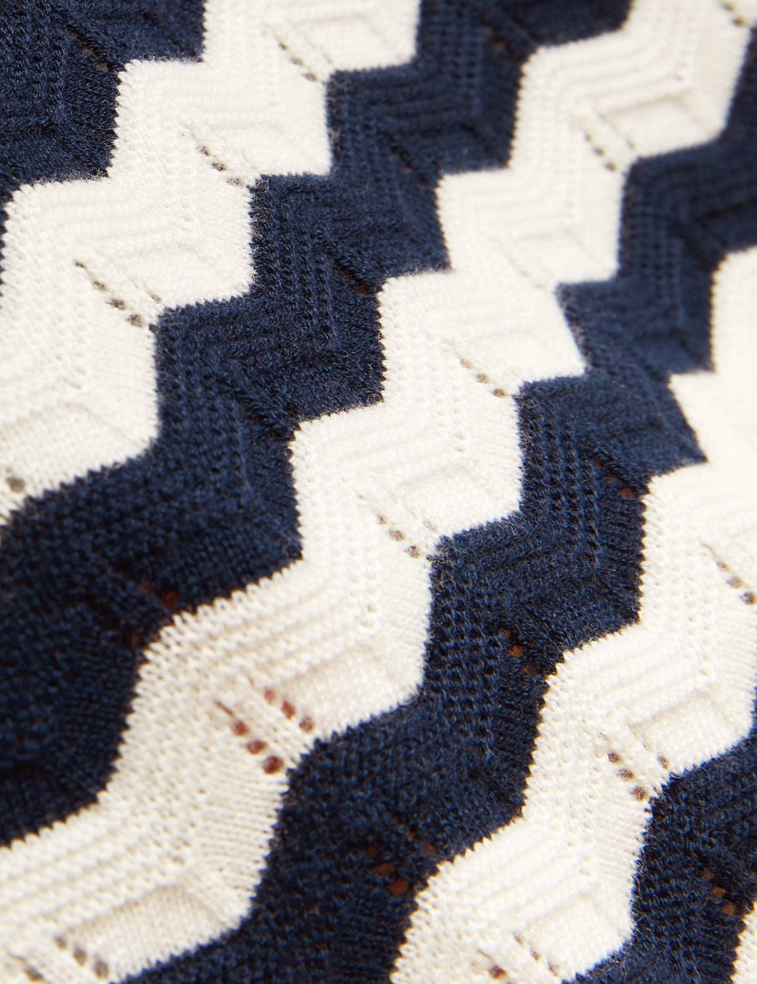 Wool Blend Striped Polo Shirt with Silk 6 of 7