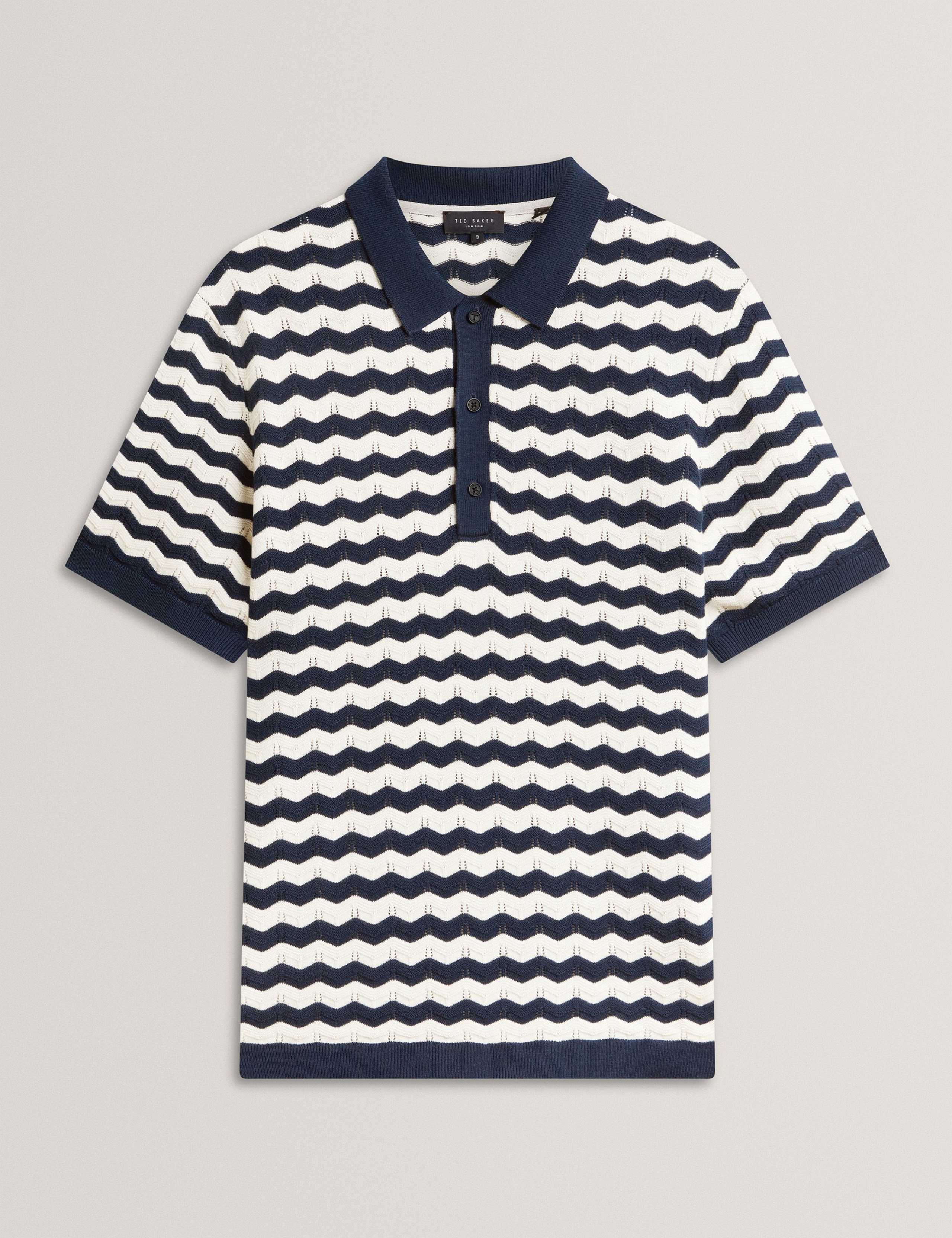 Wool Blend Striped Polo Shirt with Silk 2 of 7