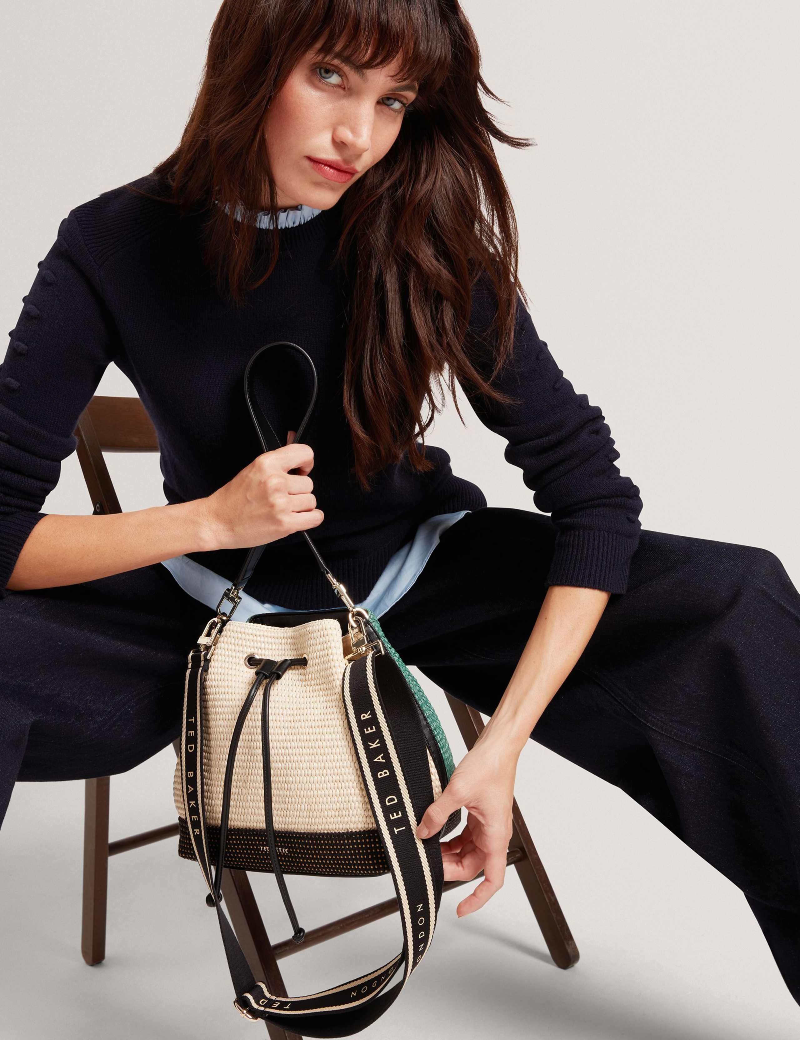 Straw Webbing Strap Detail Bucket Bag 2 of 6