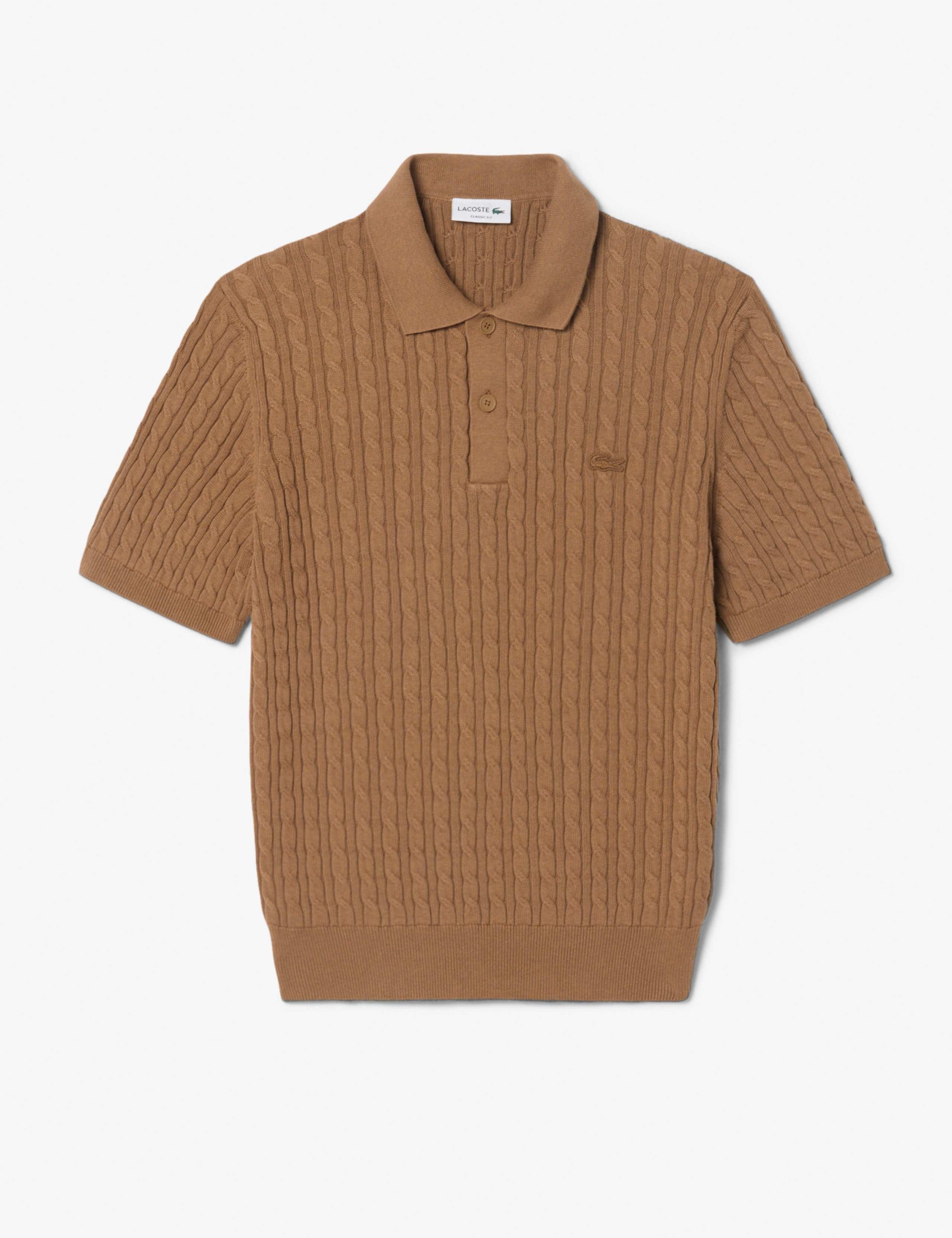 Cotton Rich Cable Knit Polo Shirt 1 of 4