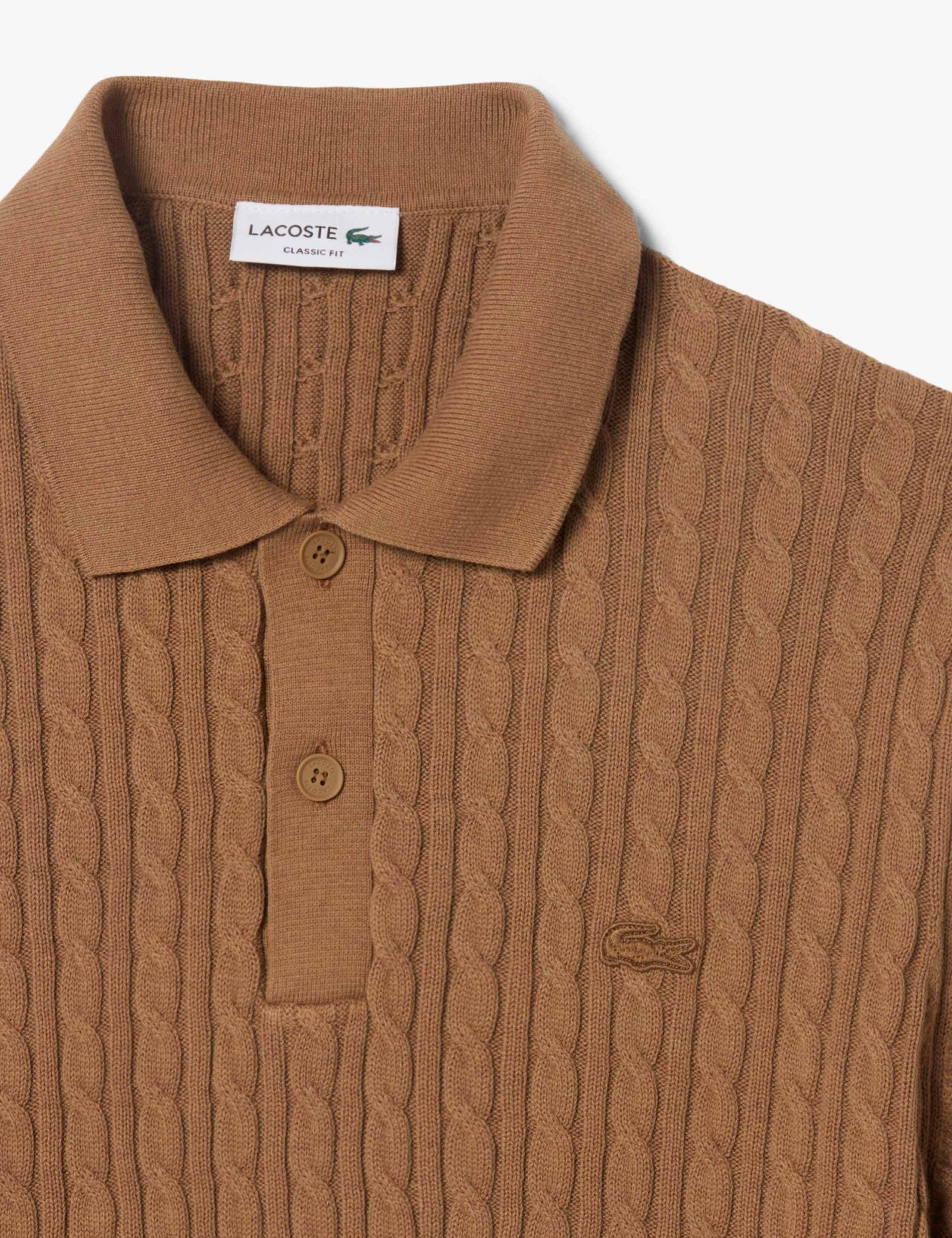 Cotton Rich Cable Knit Polo Shirt 2 of 4