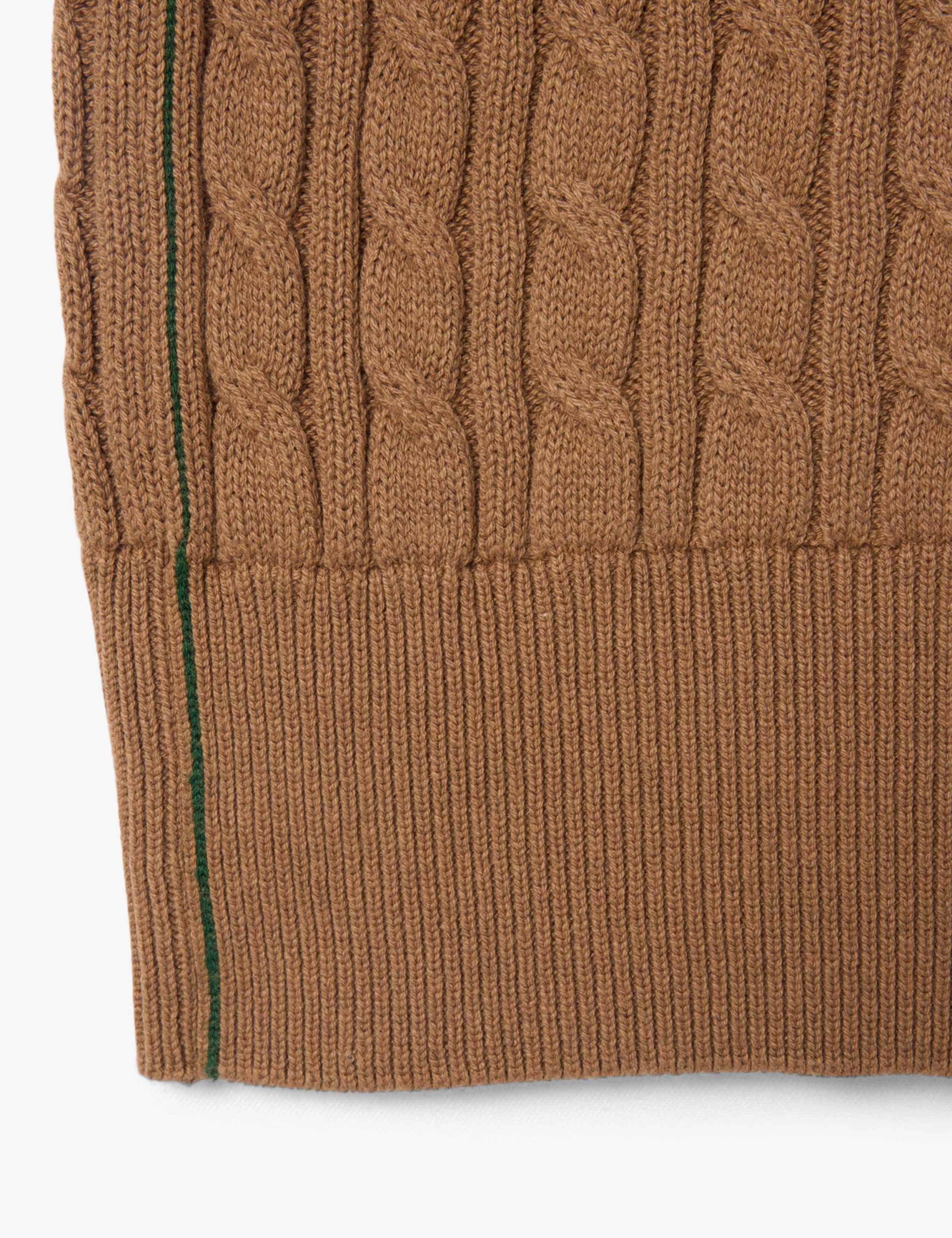 Cotton Rich Cable Knit Polo Shirt 3 of 4