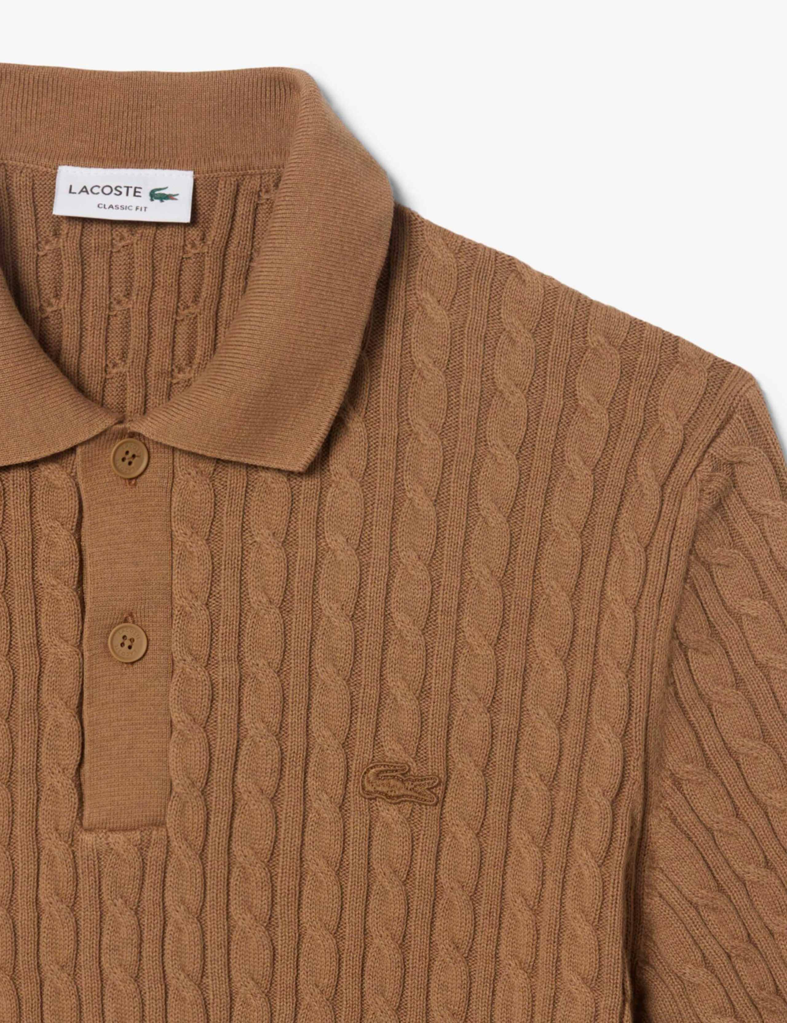 Cotton Rich Cable Knit Polo Shirt 7 of 7