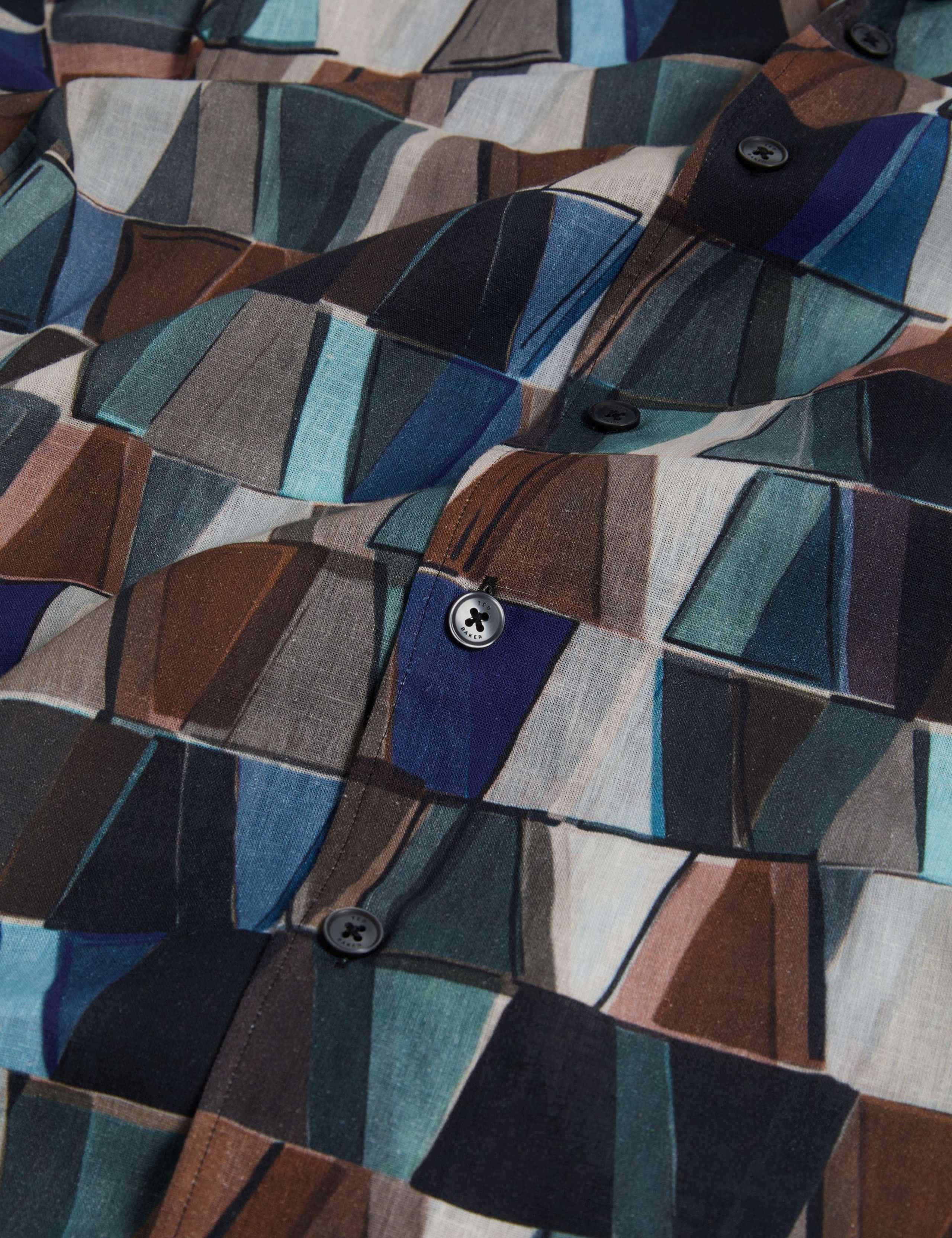 Regular Fit Cotton Linen Blend Geo Shirt 5 of 6