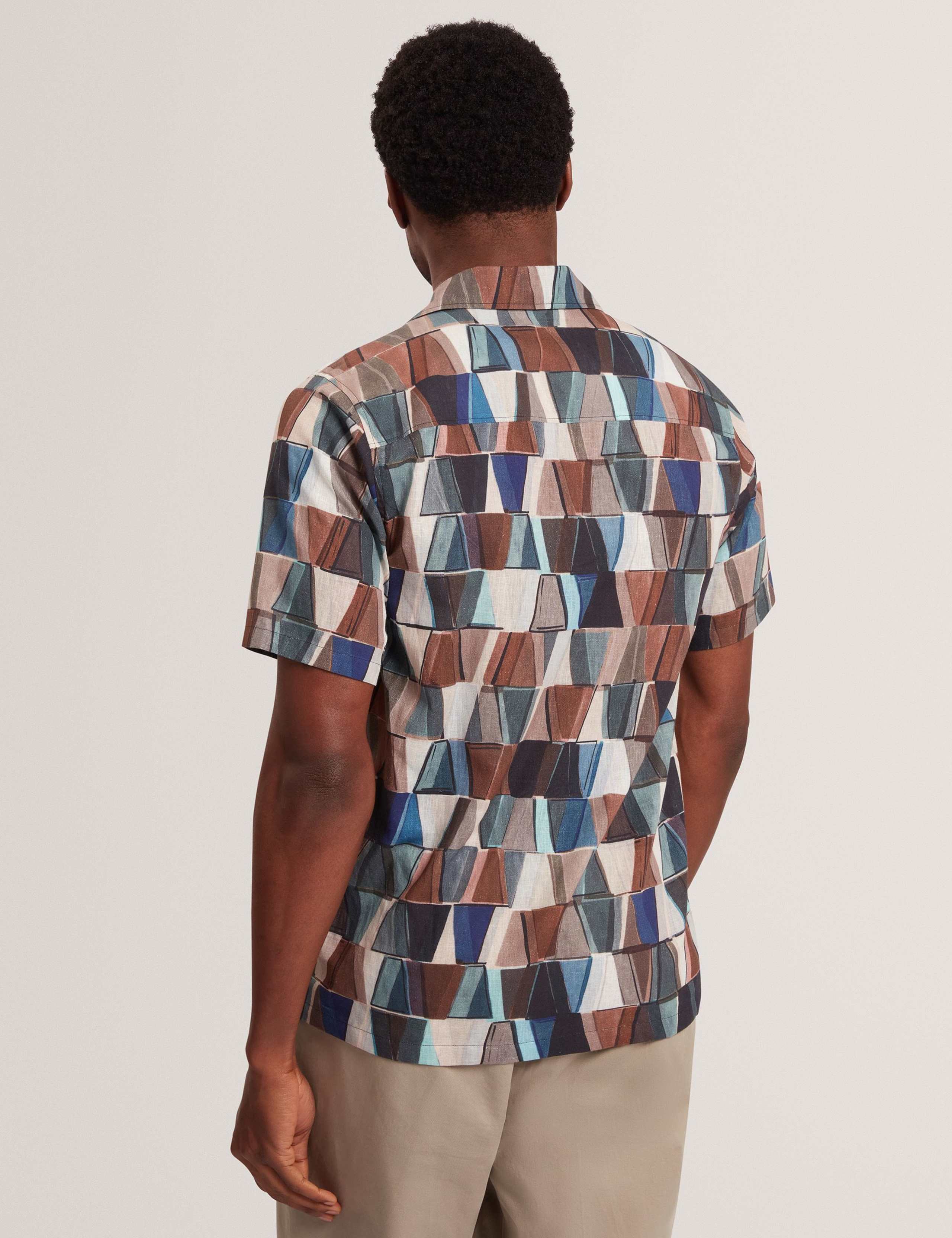 Regular Fit Cotton Linen Blend Geo Shirt 6 of 6