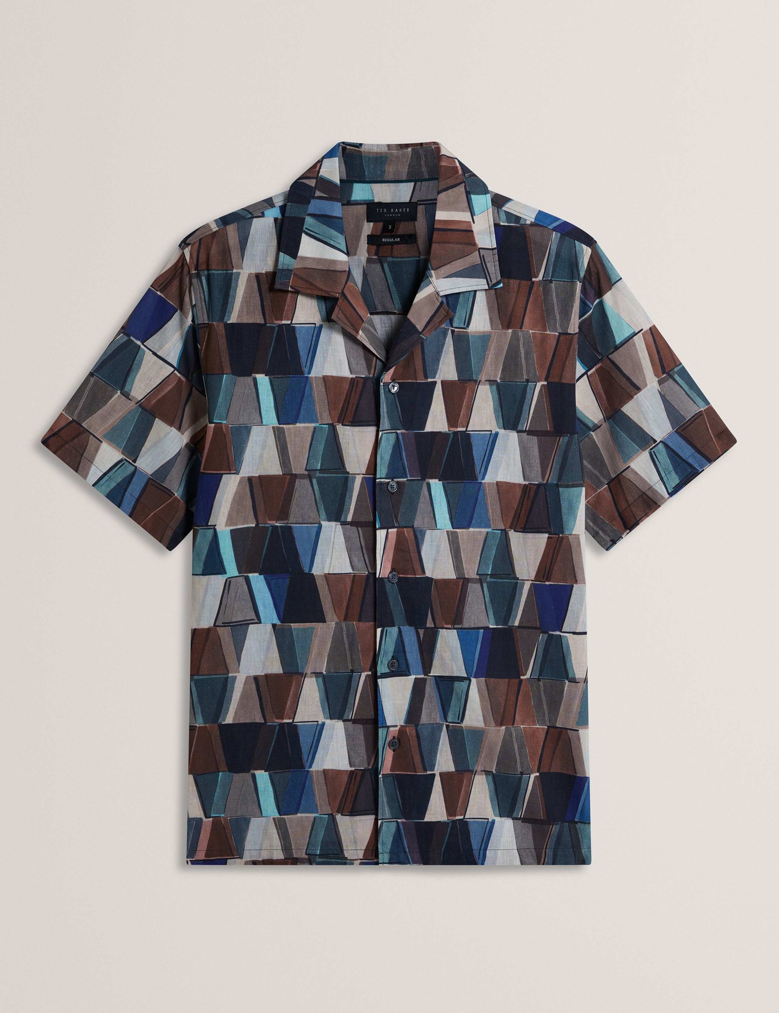 Regular Fit Cotton Linen Blend Geo Shirt 2 of 6