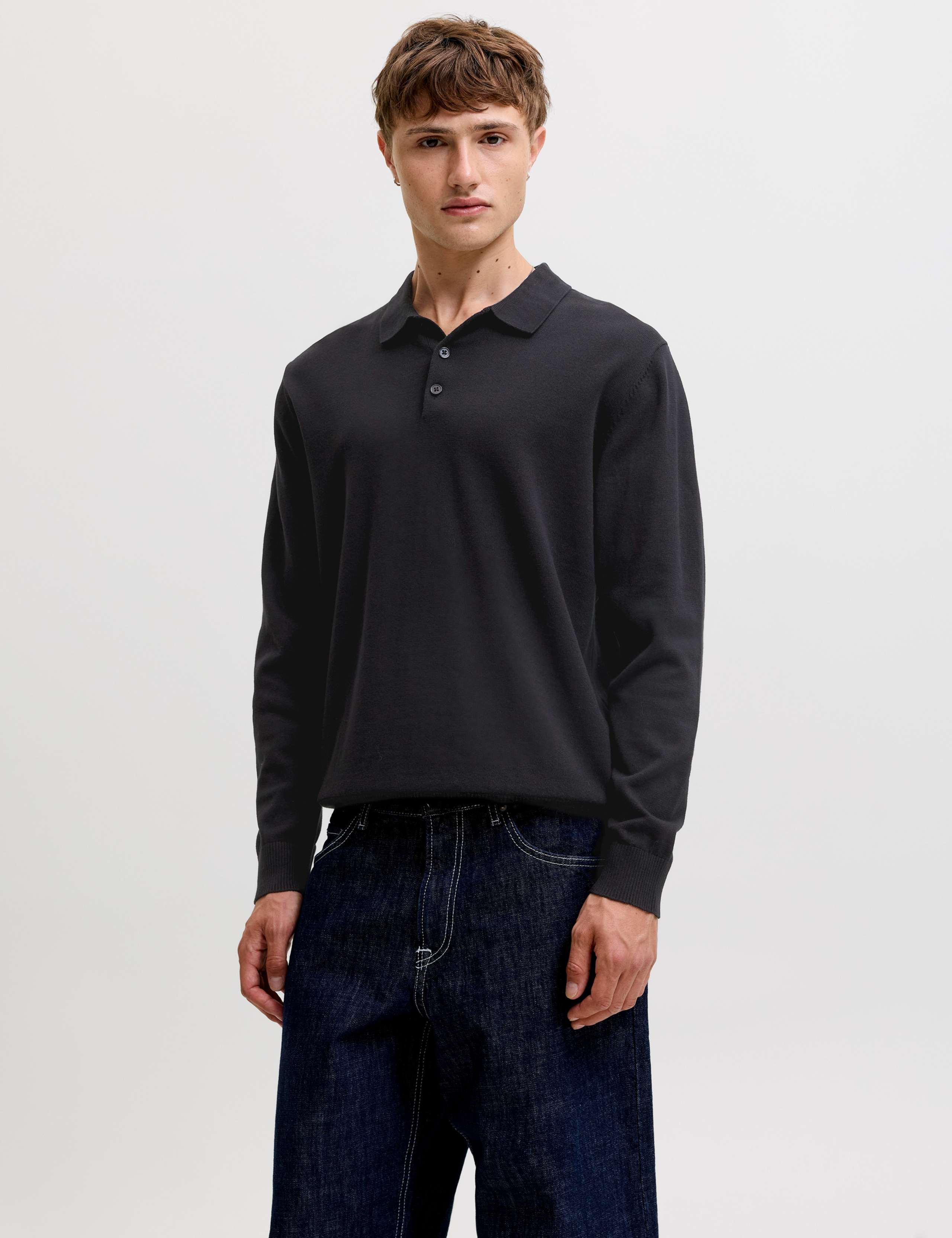 Pure Cotton Knitted Long Sleeve Polo Shirts 2 of 6