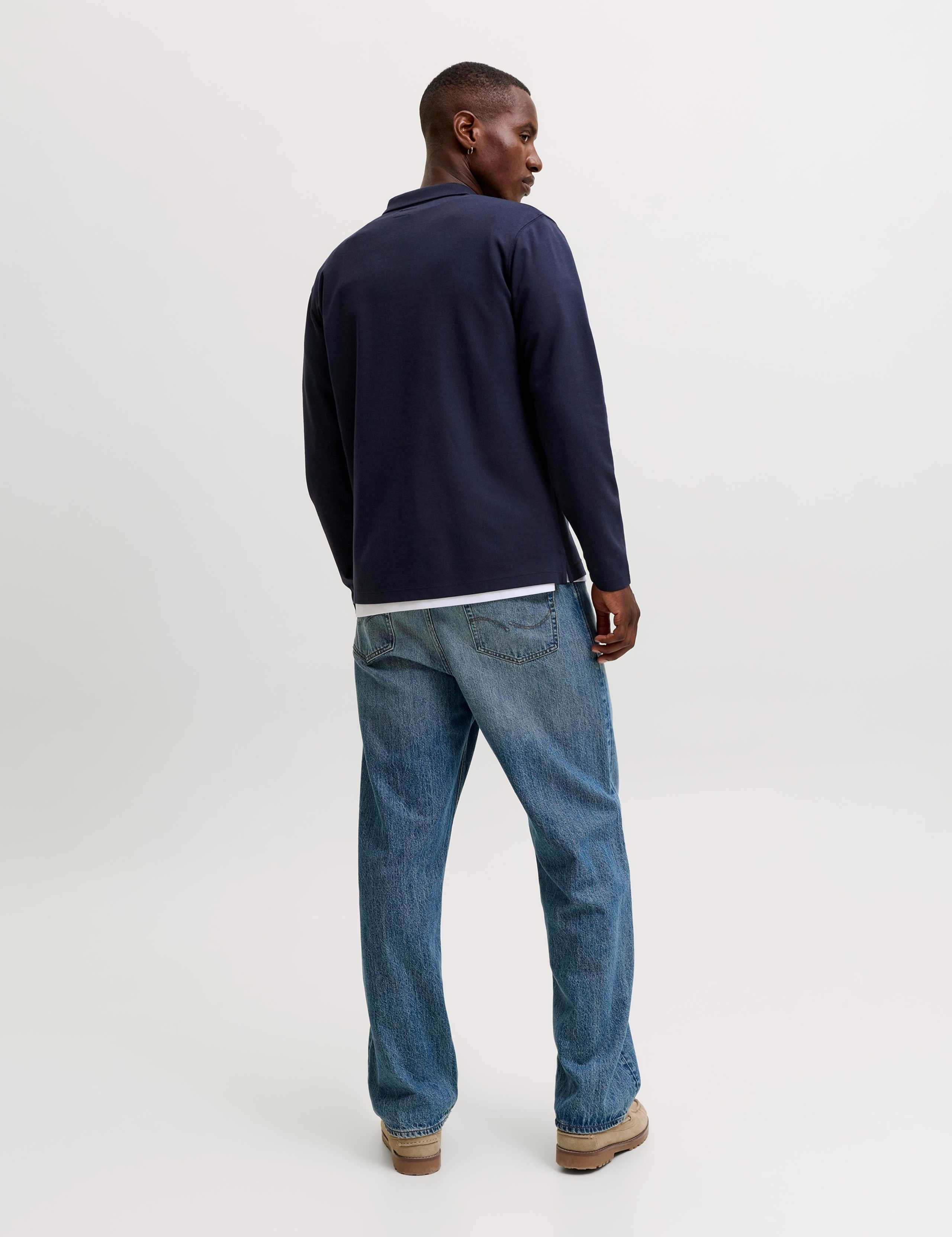 Cotton Blend Half Zip Long Sleeve Polo Shirt 3 of 7