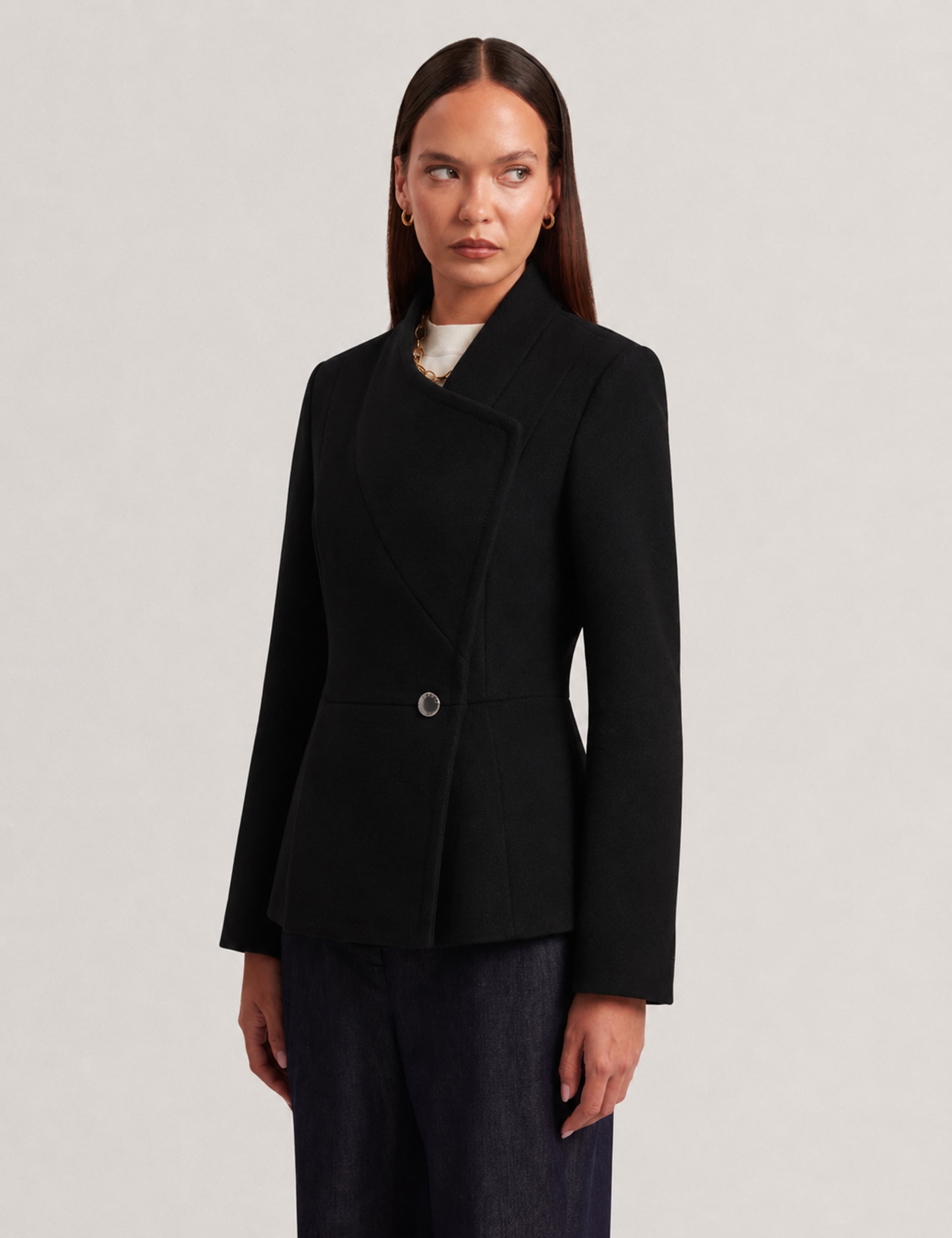 Wool Rich Collared Wrap Coat 1 of 5