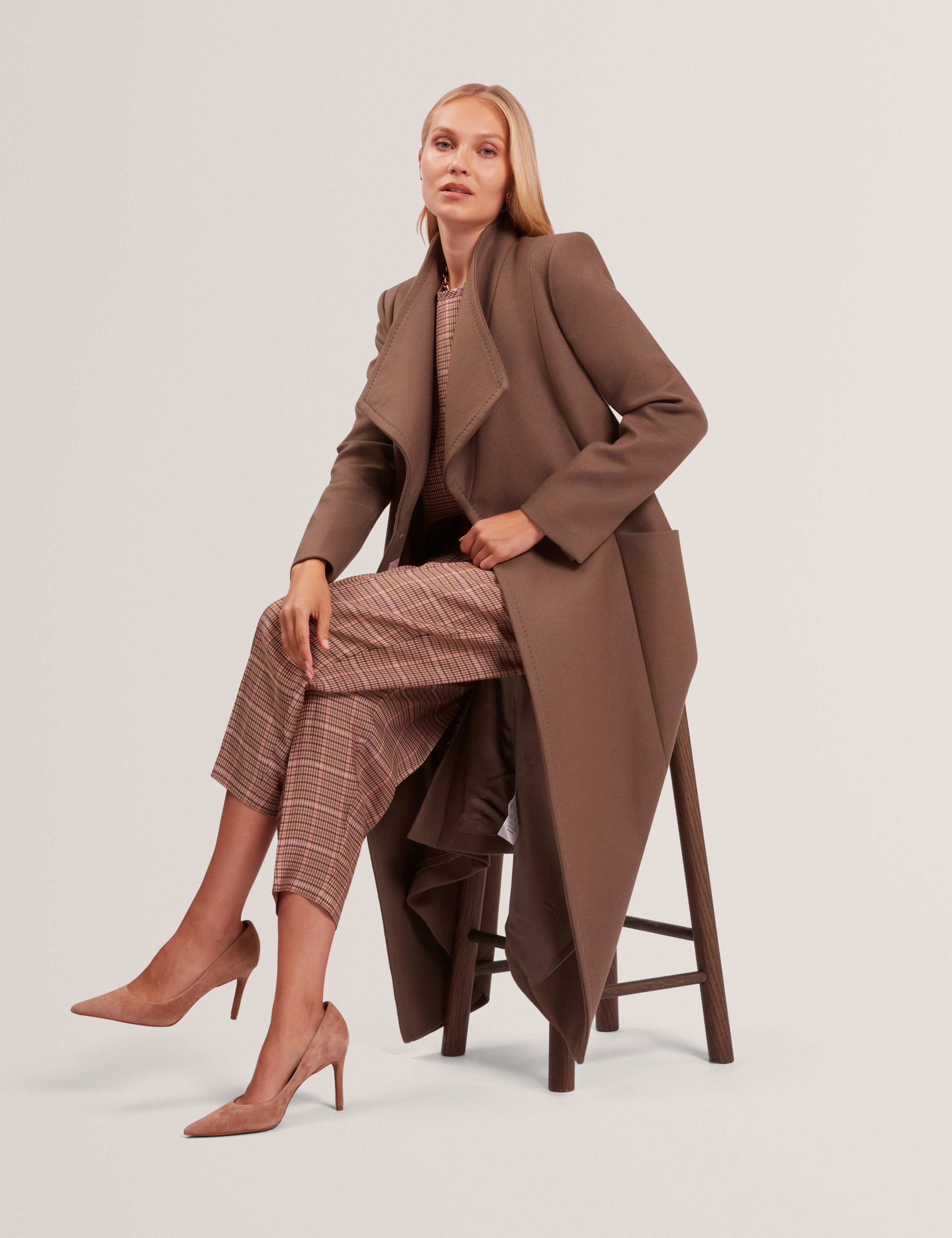 Wool Rich Collared Longline Wrap Coat 3 of 5