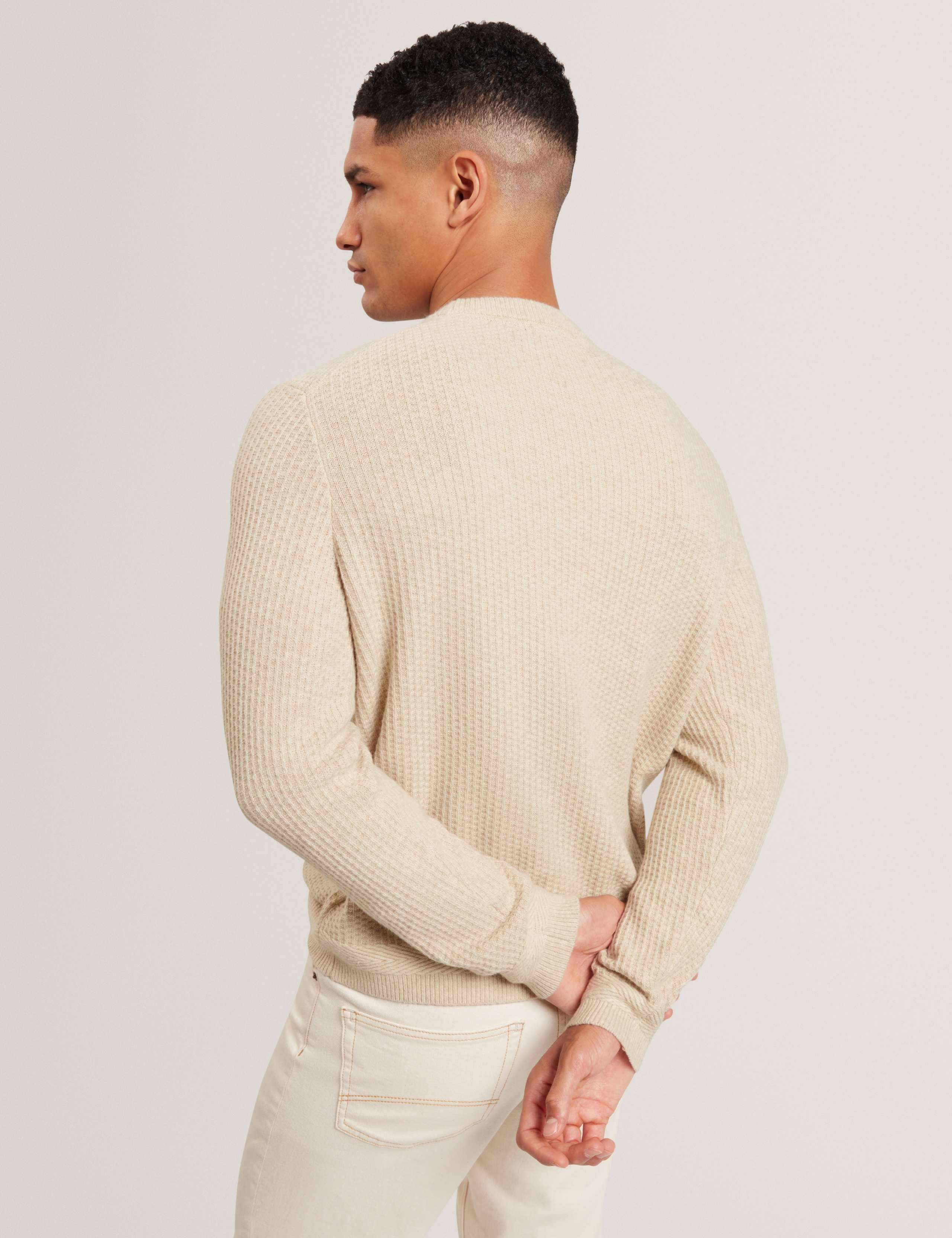 Cotton Blend Textured Crew Neck Jumper 6 of 6