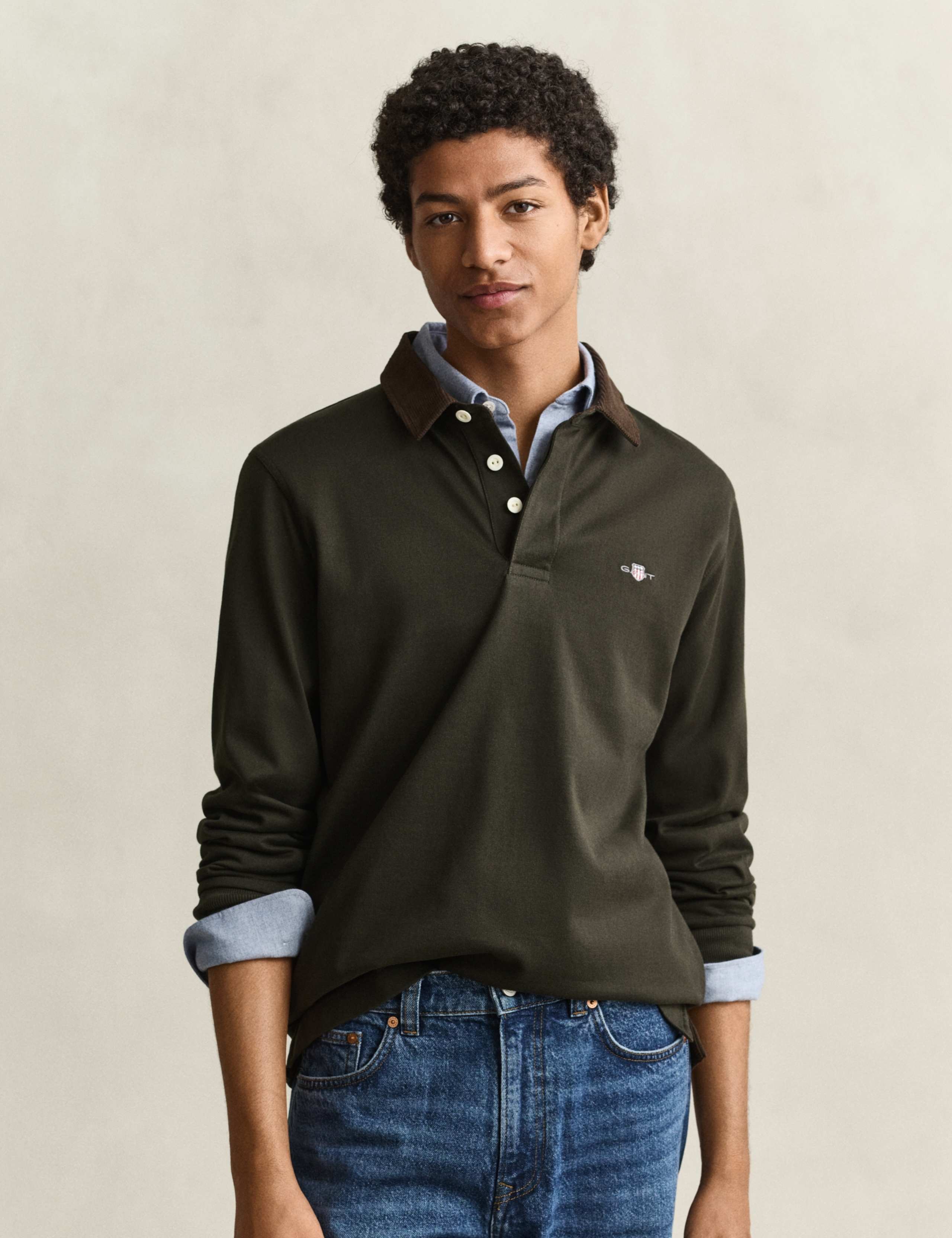 Pure Cotton Corduroy Collar Rugby Shirt 1 of 6