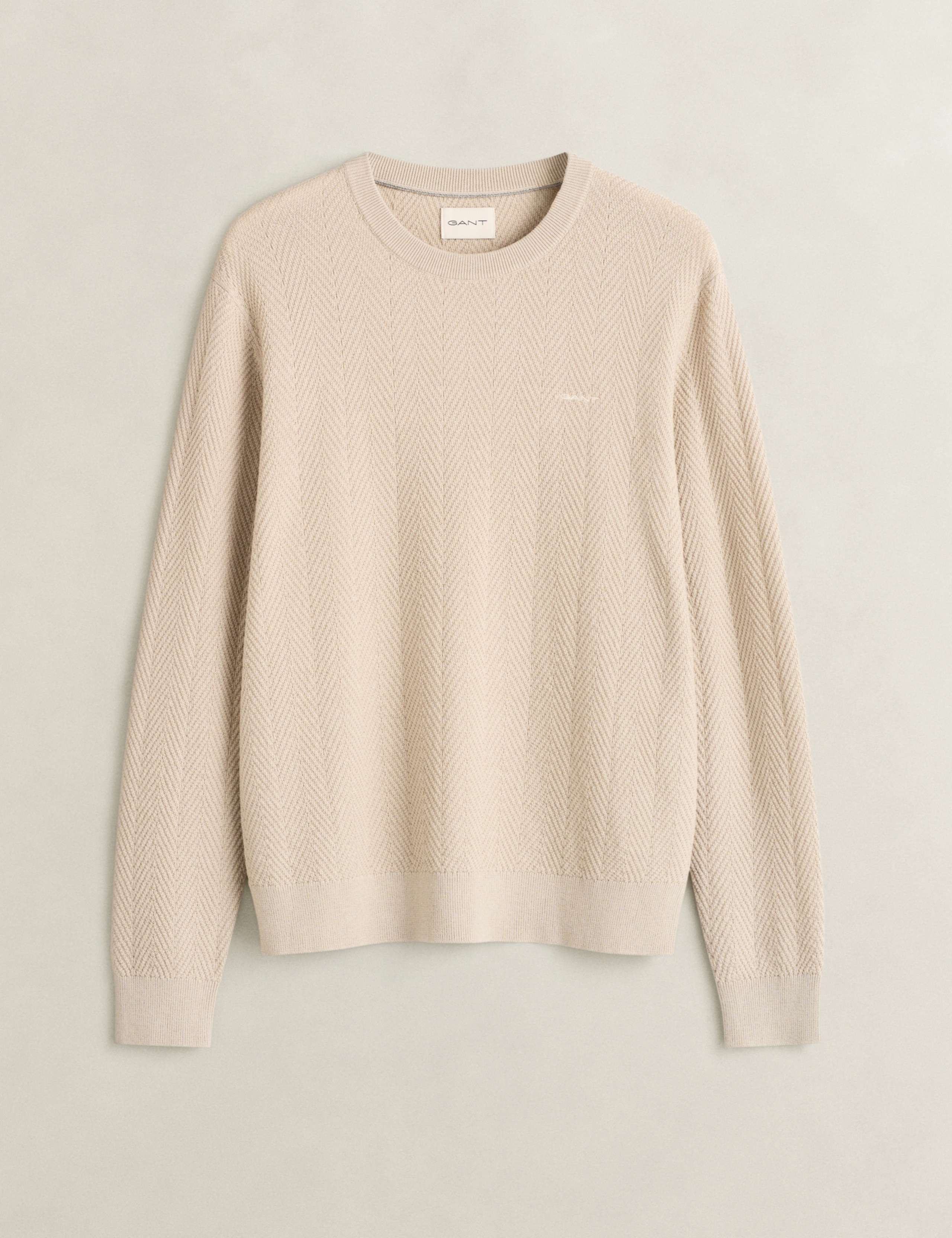 Cotton Rich Textured Crew Neck Jumper 1 of 2