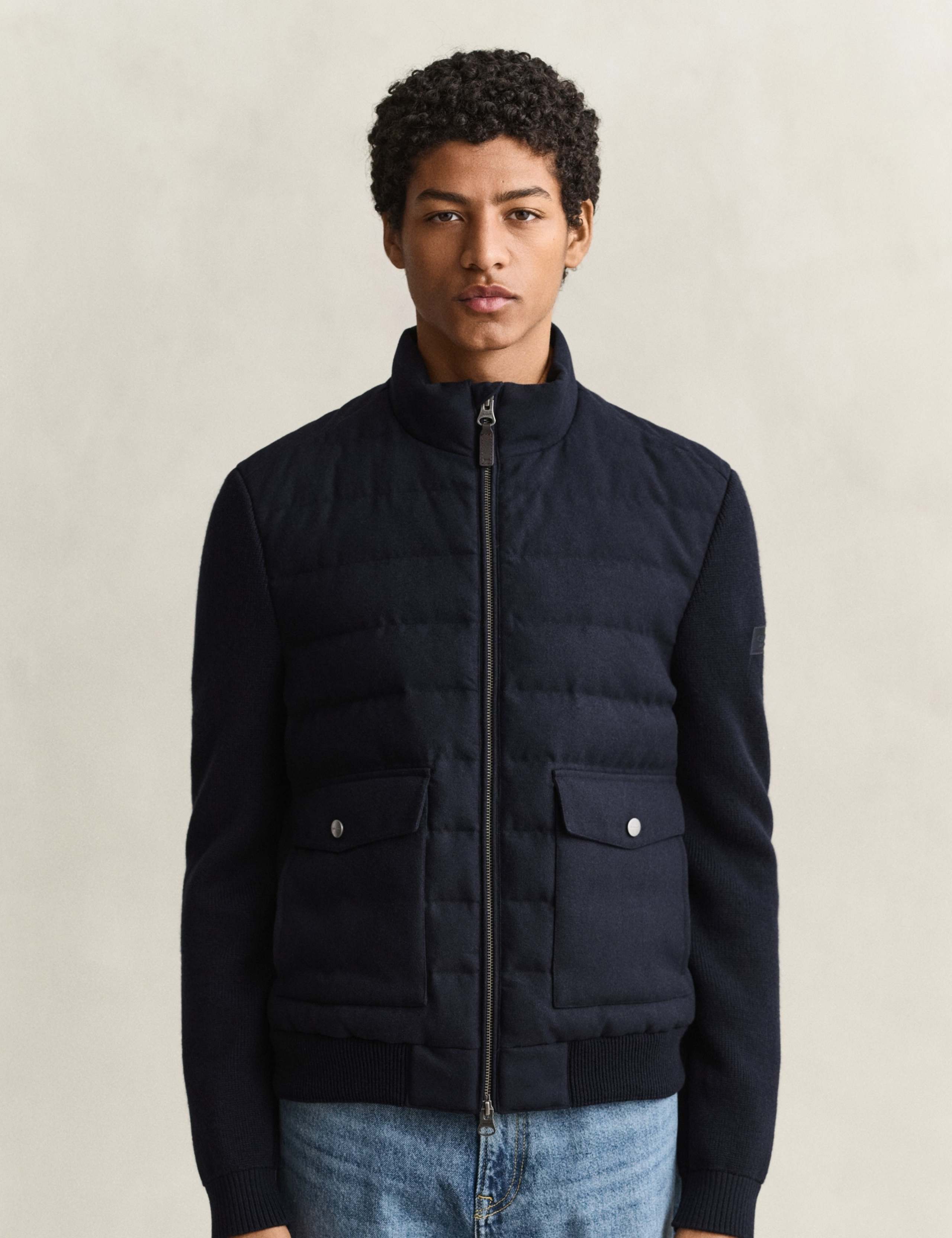 Wool Blend Padded Bomber Jacket 1 of 9
