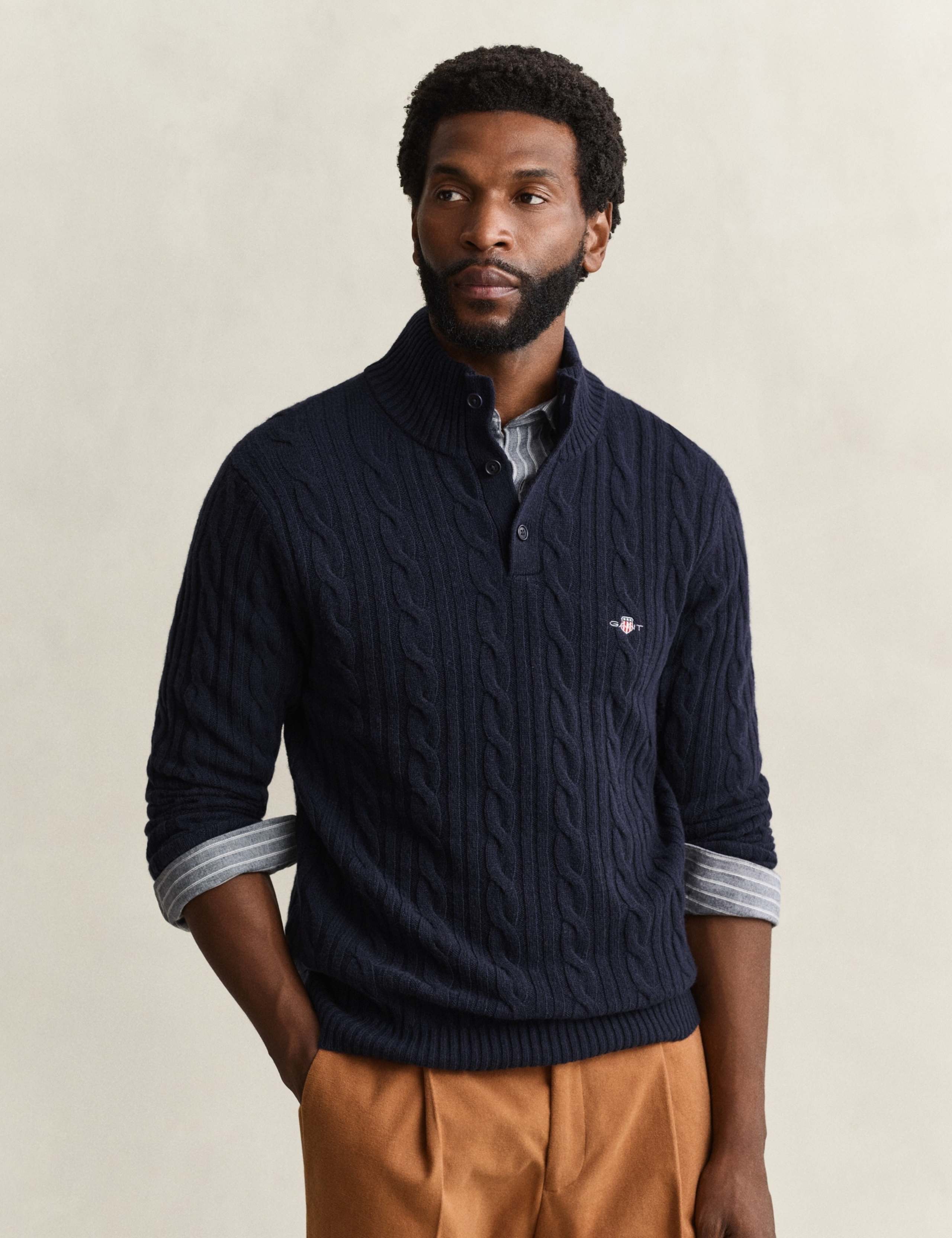 Pure Lambswool Cable Knit Funnel Neck Jumper 1 of 4